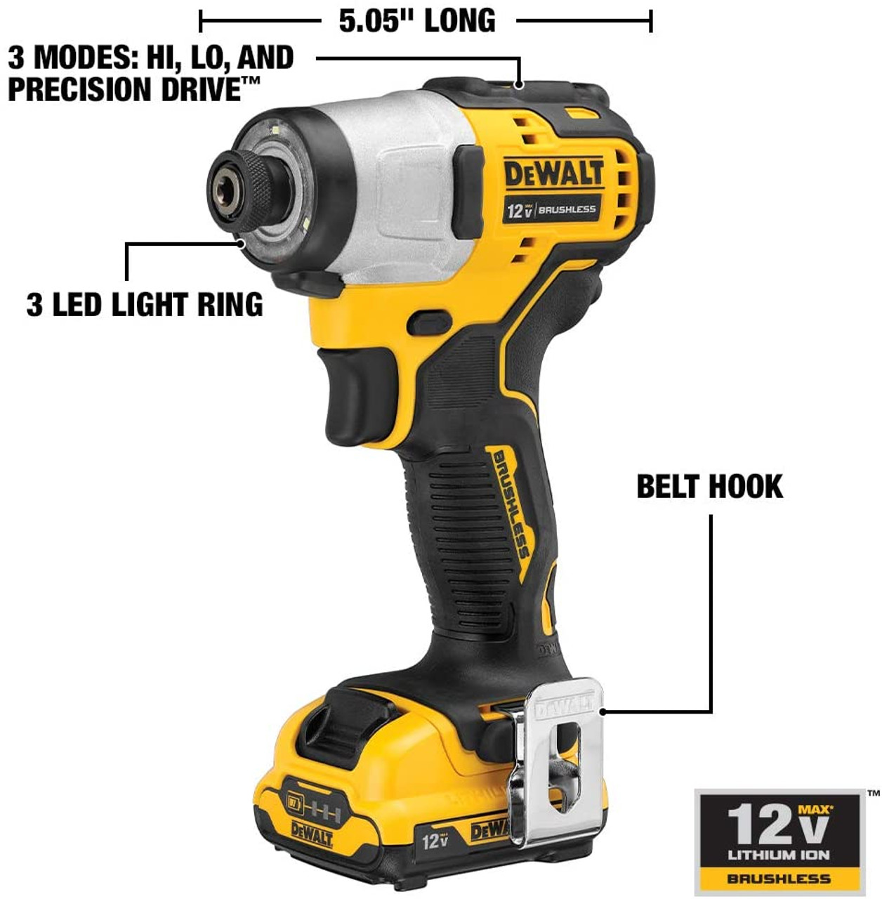DeWalt DCF801F2 Xtreme 12V Max Brushless 1/4 inch Impact Driver Kit