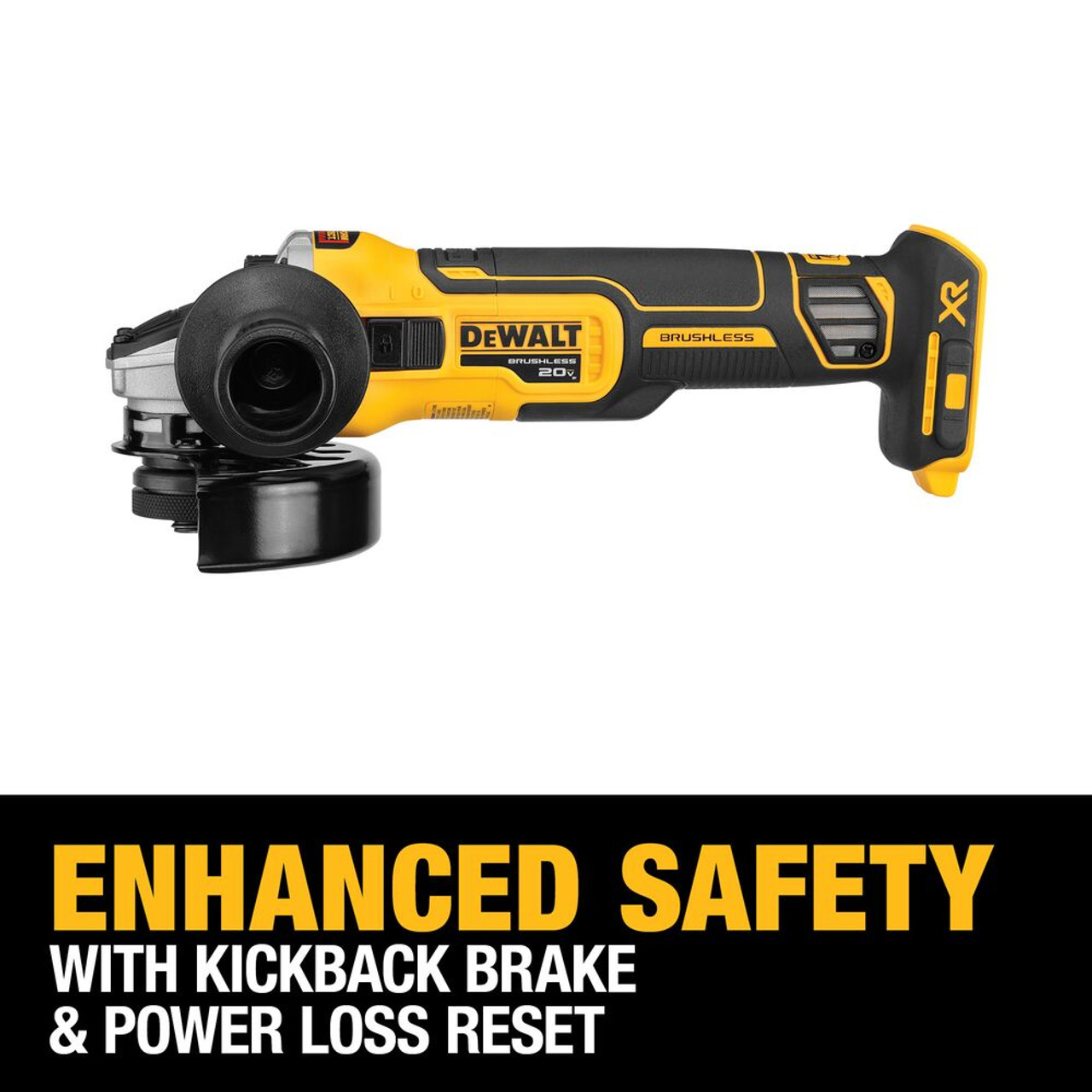 DeWalt DCG405B 20V MAX XR 4-1/2 inch Slide Switch Small Angle Grinder with Kickback Brake (Tool Only)
