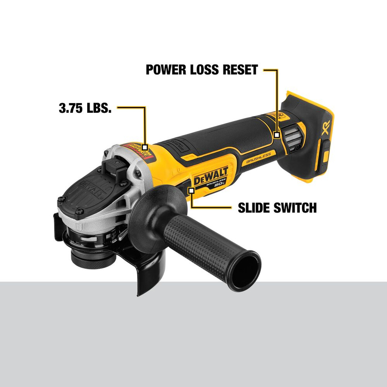 DeWalt DCG405B 20V MAX XR 4-1/2 inch Slide Switch Small Angle Grinder with Kickback Brake (Tool Only)