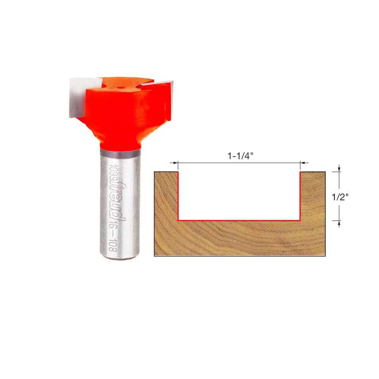 Freud 16-108 1-1/4 Inch Spoilboard Surfacing  and Mortising Router Bit - 1/2 Inch Shank Freud 16-108 1-1/4 Inch Spoilboard Surfacing  and Mortising Router Bit - 1/2 Inch Shank