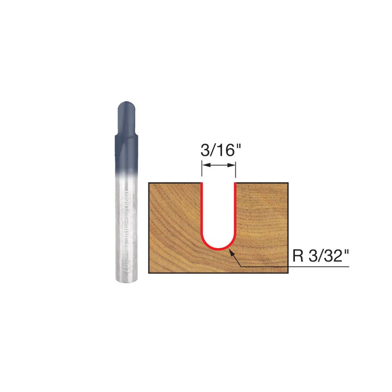 Freud 18-102 3/32 Inch Radius Round Nose Router Bit - 1/4 Inch Shank