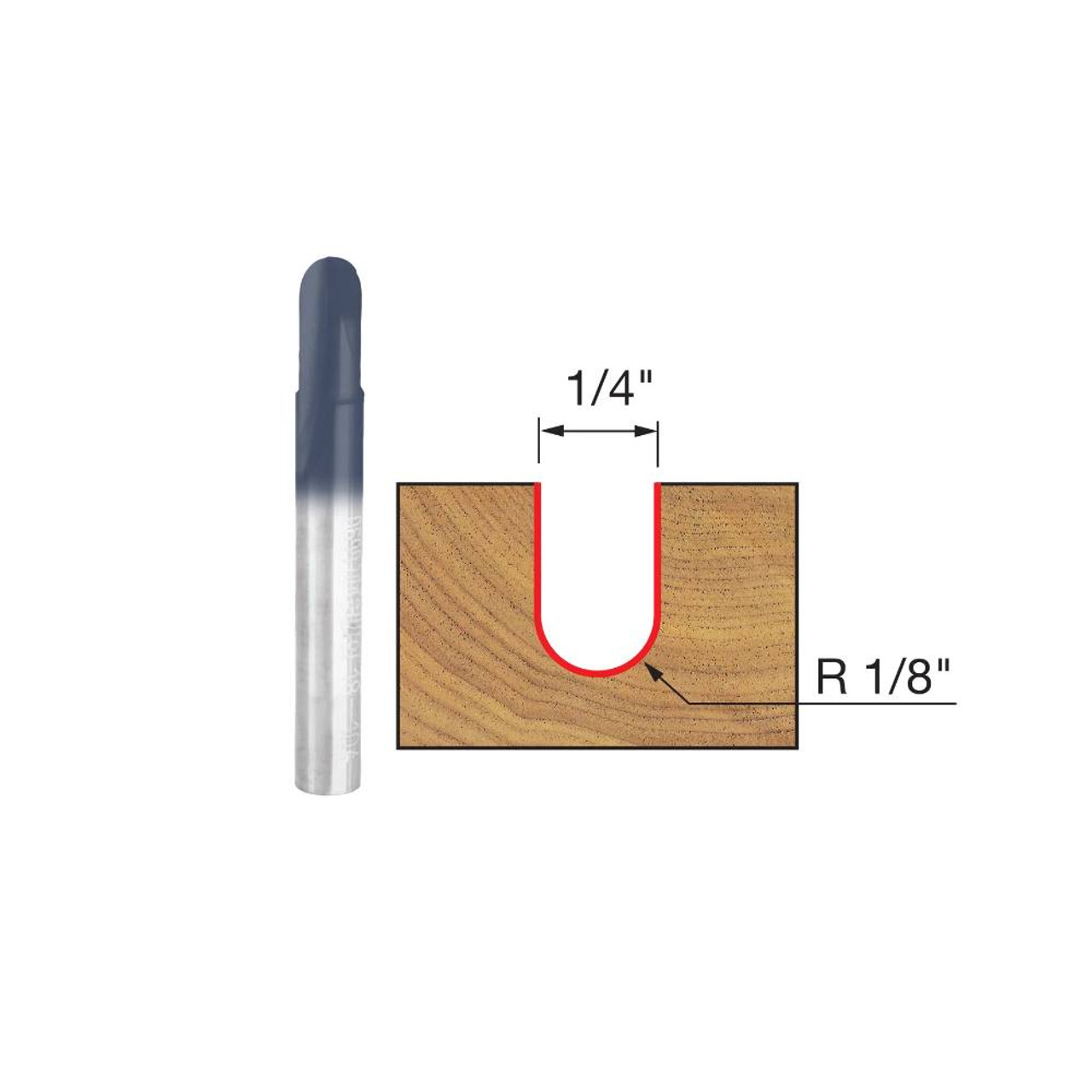 Freud 18-104 1/8 Inch Radius Round Nose Router Bit - 1/4 Inch Shank