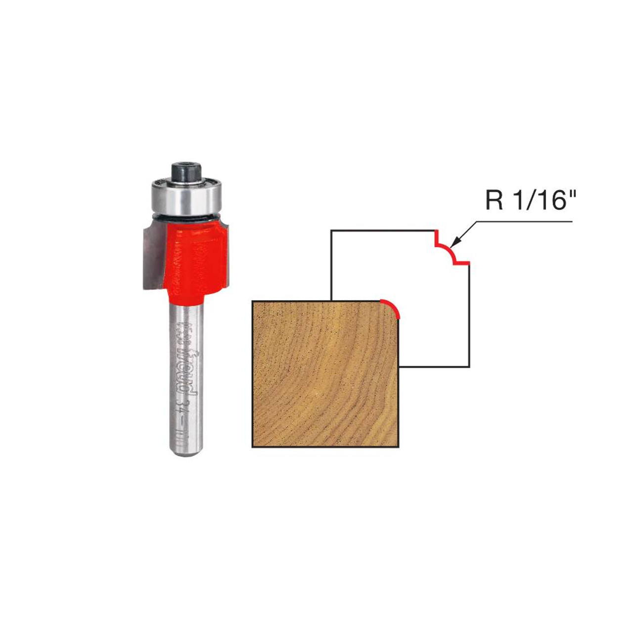 Freud 34-100 1/16 Inch Radius Rounding Over Router Bit - 1/4 Inch Shank