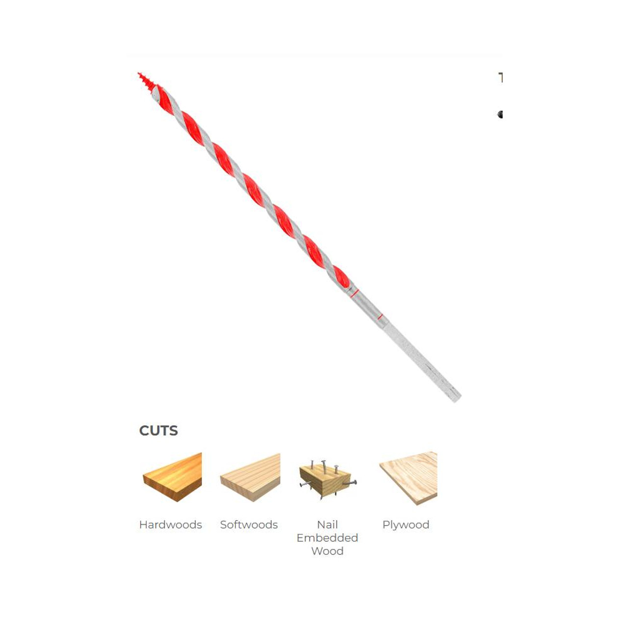 Diablo DAG1010 1/4 Inch x 7-1/2 Inch Auger Bit - 3/16 Inch Hex Shank