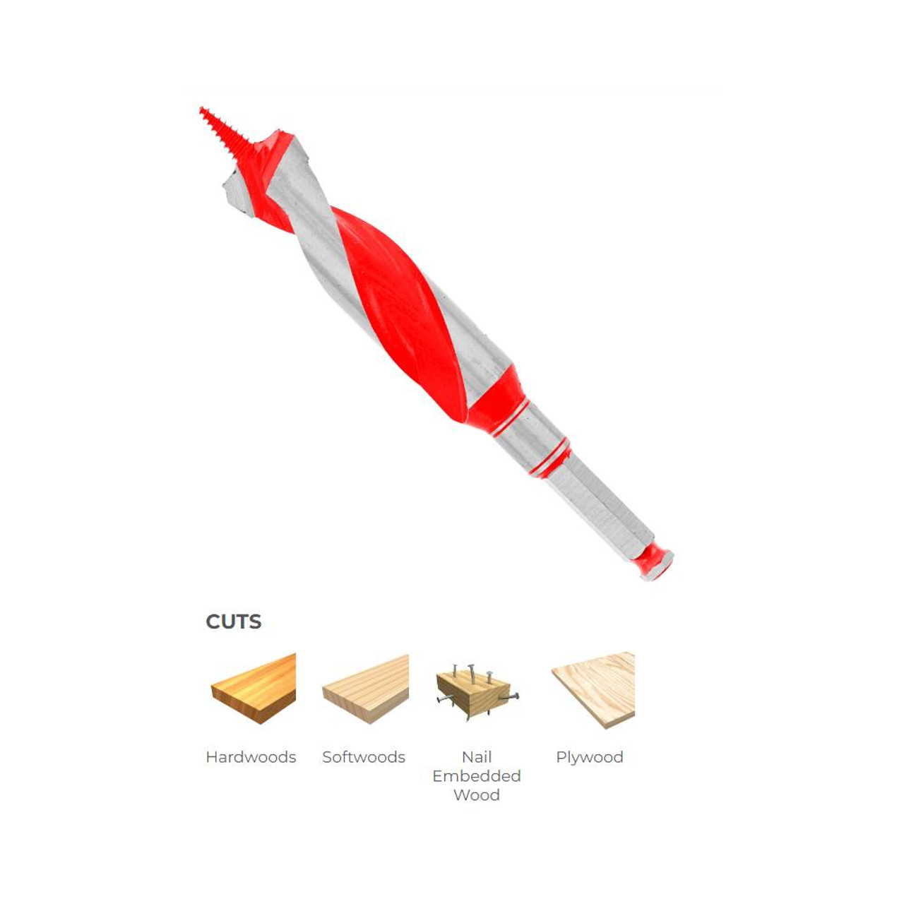 Diablo DAG1140 1-1/8 Inch x 7-1/2 Inch Auger Bit - 7/16 Inch Hex Shank