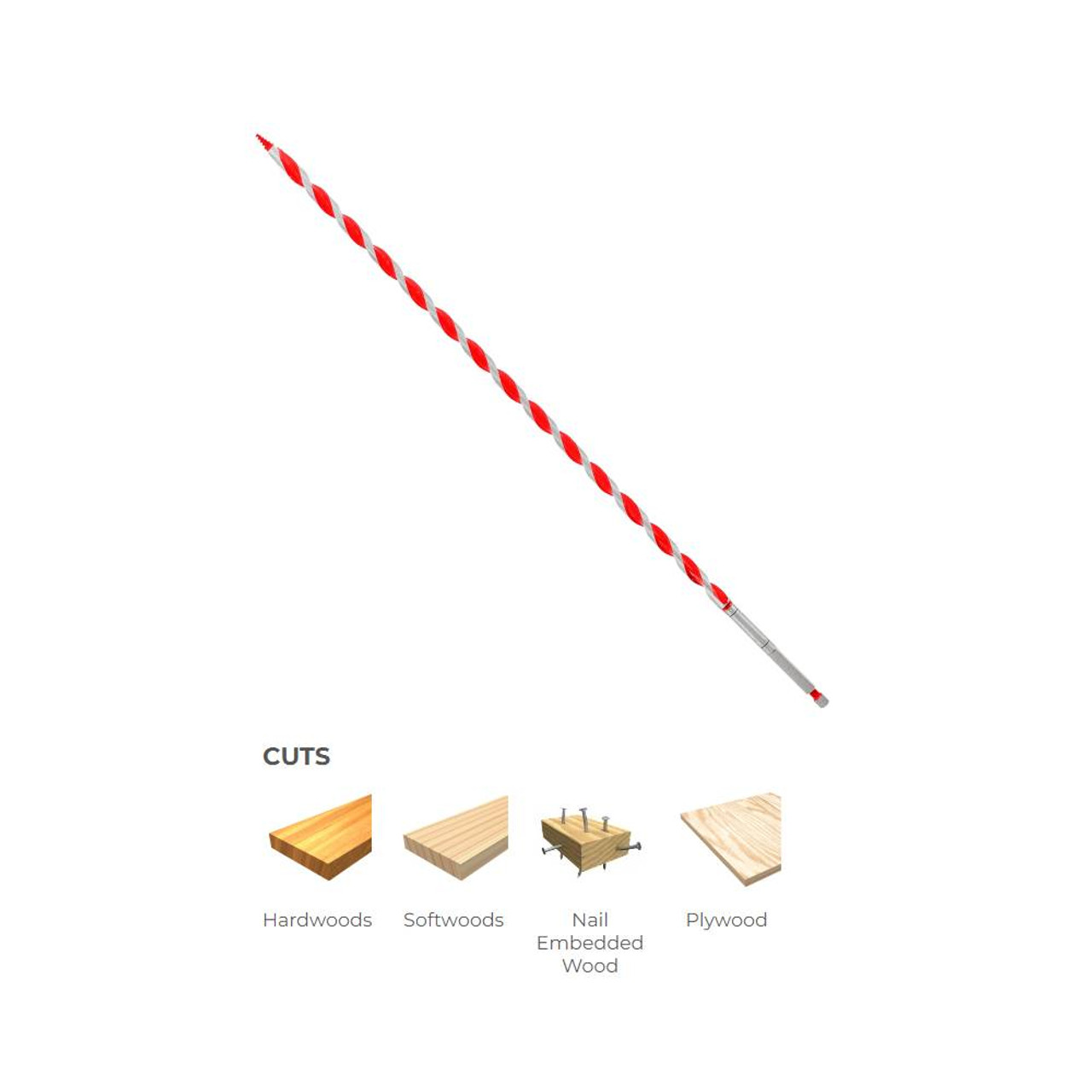 Diablo DAG3010 3/8 Inch x 17-1/2 Inch Auger Bit - 1/4 Inch Hex Shank