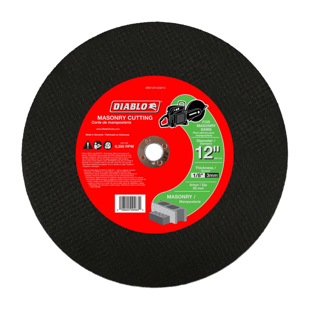 Diablo CDD120125G01C 12 Inch x 1/8 Inch x 20mm High Speed Masonry Cut Off Disc Diablo CDD120125G01C 12 Inch x 1/8 Inch x 20mm High Speed Masonry Cut Off Disc