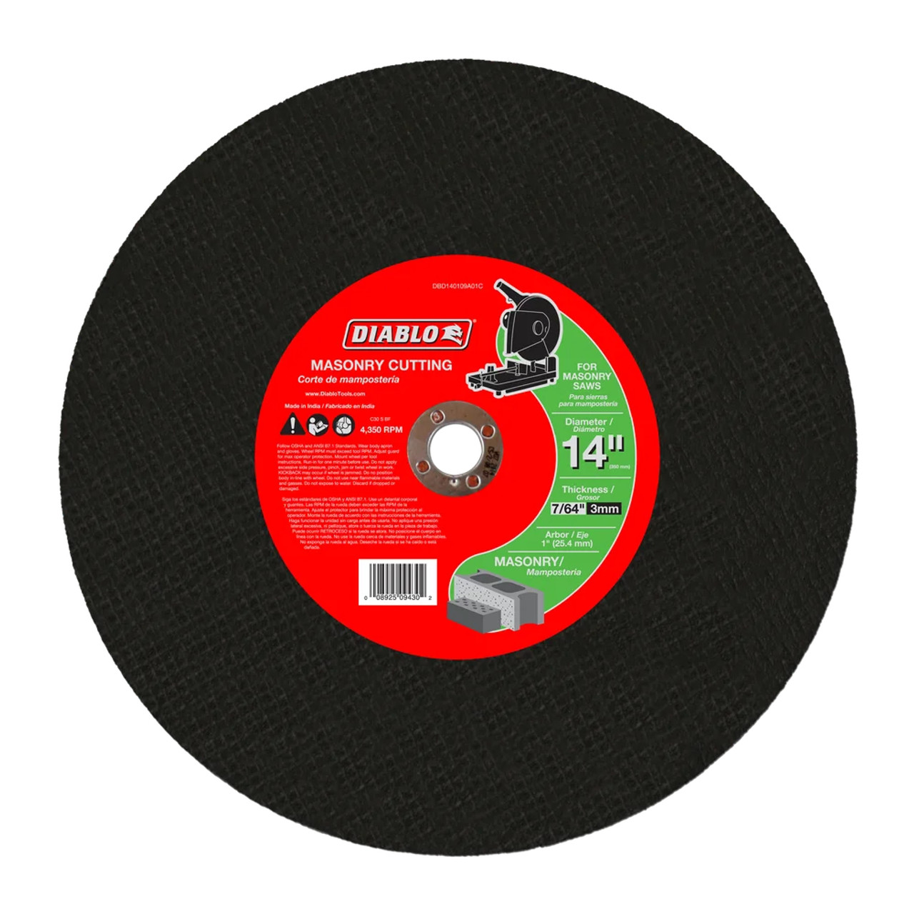 Diablo CDD140109A01C 14 Inch x 7/64 Inch x 1 Inch Masonry Chop Saw Disc Diablo CDD140109A01C 14 Inch x 7/64 Inch x 1 Inch Masonry Chop Saw Disc