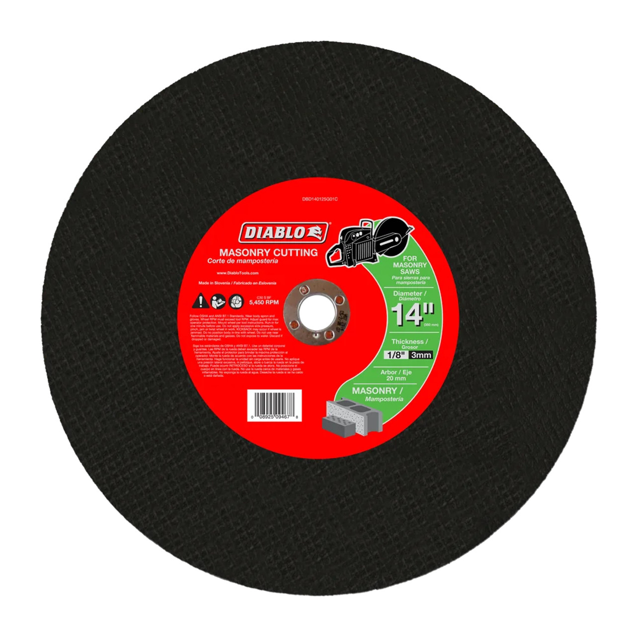 Diablo CDD140125G01C 14 Inch x 1/8 Inch x 20mm High Speed Masonry Cut Off Disc Diablo CDD140125G01C 14 Inch x 1/8 Inch x 20mm High Speed Masonry Cut Off Disc