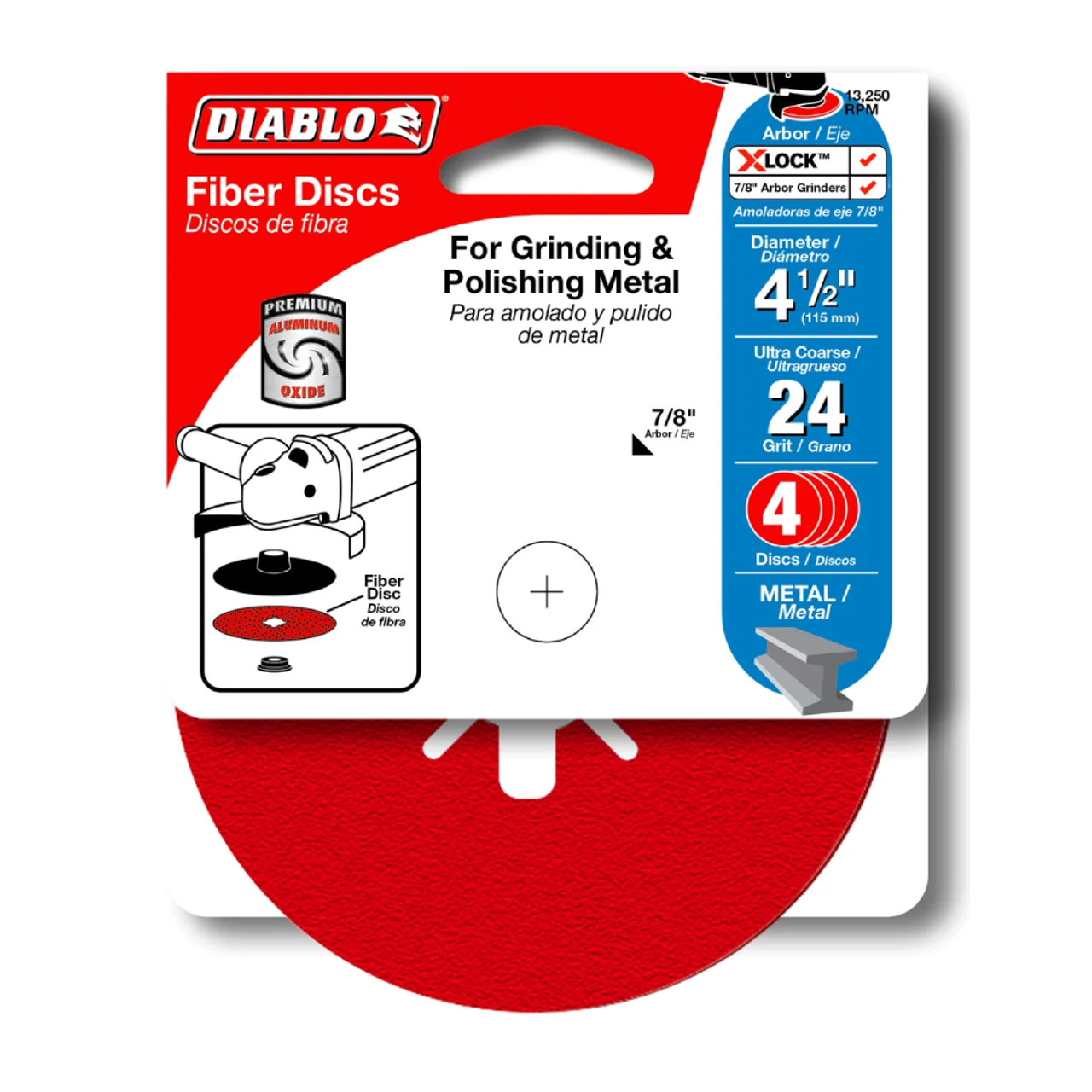Diablo CDF045024S04G 4-1/2 inch 24 Grit Fibre Discs - 4pk Diablo CDF045024S04G 4-1/2 inch 24 Grit Fibre Discs - 4pk
