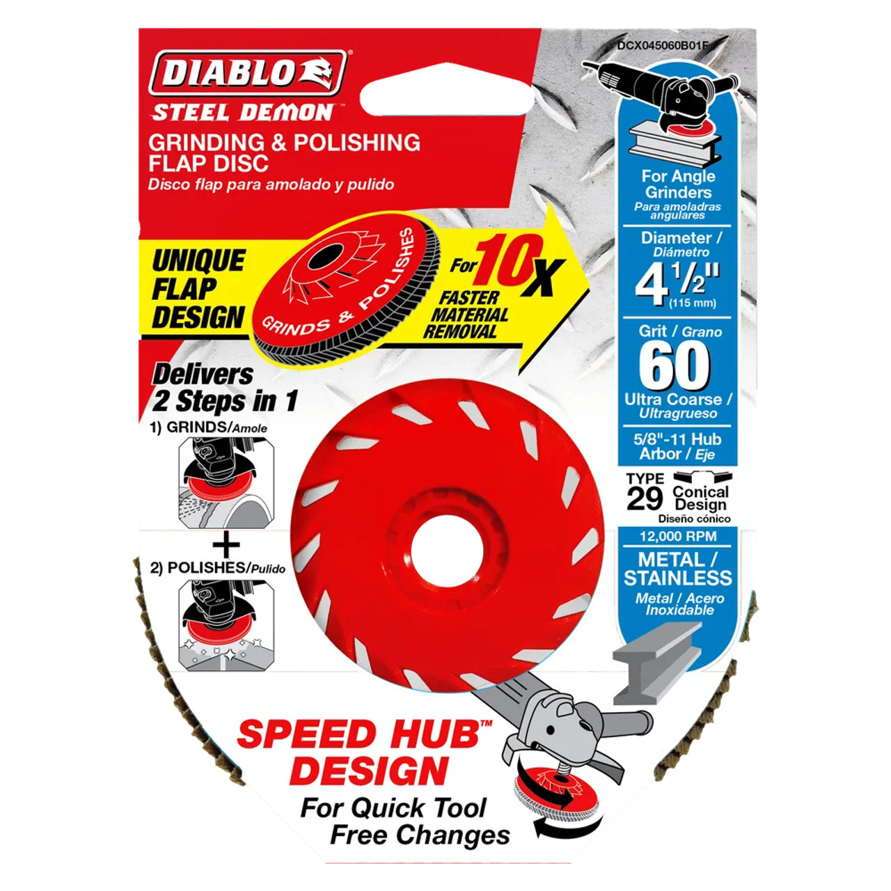 Diablo CDX045040B01F Steel Demon 4-1/2 inch Speed Hub 40 Grit Type 29 Flap Disc Diablo CDX045040B01F Steel Demon 4-1/2 inch Speed Hub 40 Grit Type 29 Flap Disc