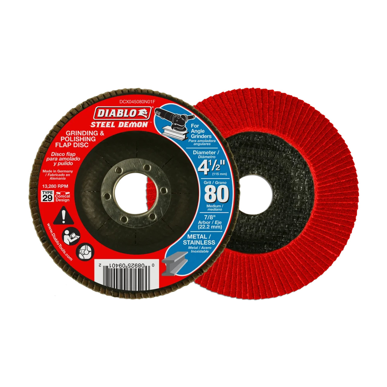 Diablo CDX045080N01F Steel Demon 4-1/2 Inch 80 Grit Type 29 Flap Disc Diablo CDX045080N01F Steel Demon 4-1/2 Inch 80 Grit Type 29 Flap Disc