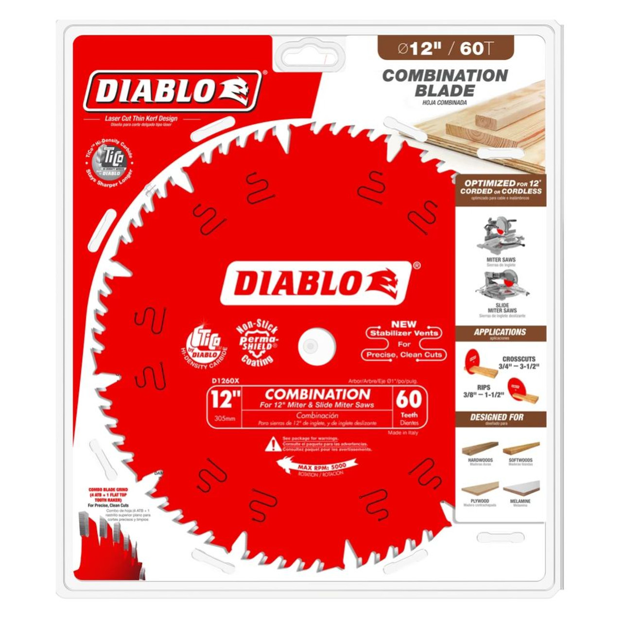 Diablo D1260X 12 inch x 60T Combination Saw Blade