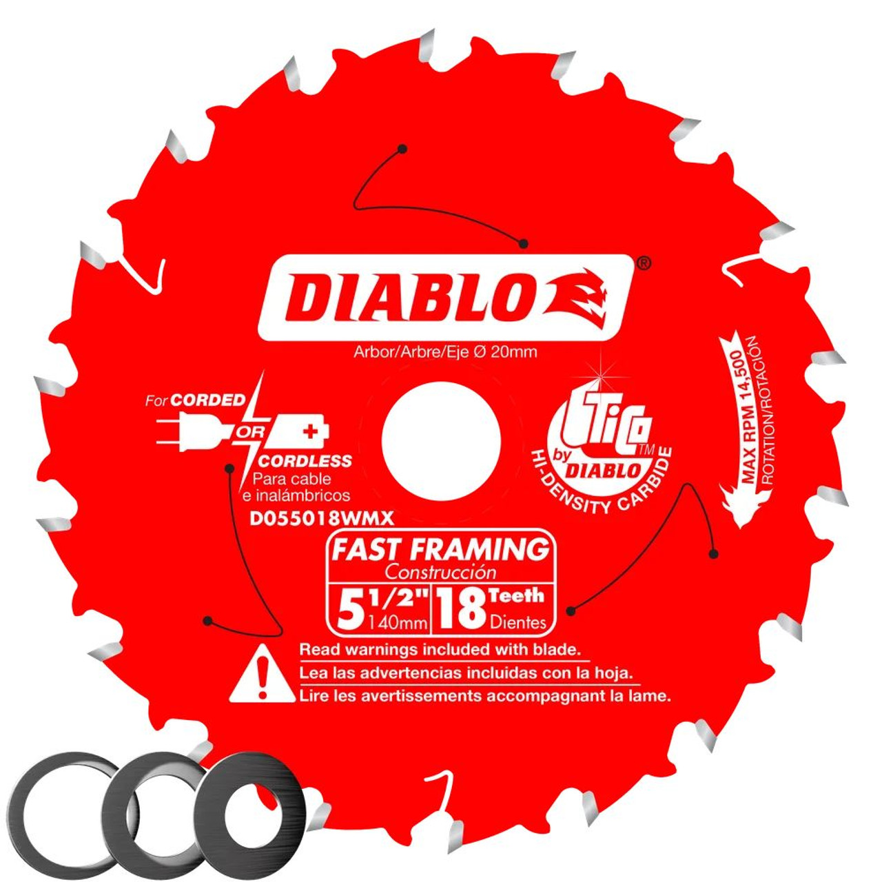 Diablo D055018WMX 5-1/2 Inch x 18T Wood Cutting Fast Framing Trim Saw Blade Diablo D055018WMX 5-1/2 Inch x 18T Wood Cutting Fast Framing Trim Saw Blade