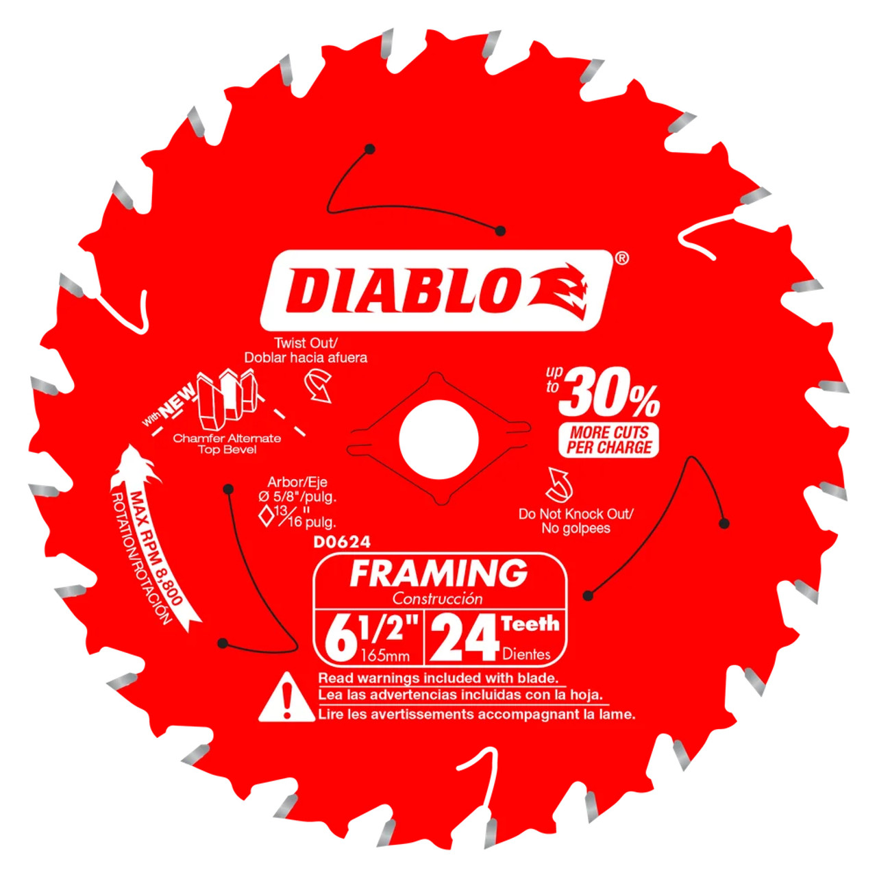 Diablo D0624A 6-1/2 Inch x 24T Wood Cutting Framing Saw Blade Diablo D0624A 6-1/2 Inch x 24T Wood Cutting Framing Saw Blade