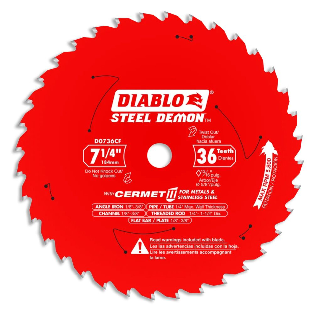 Diablo D0736CF Steel Demon 7-1/4 Inch x 36T Cermet II Metal Cutting Saw Blade Diablo D0736CF Steel Demon 7-1/4 Inch x 36T Cermet II Metal Cutting Saw Blade