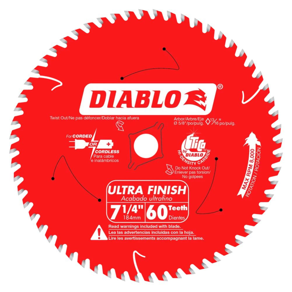 Diablo D0760A 7-1/4 Inch x 60T Wood Cutting Ultra Finish Saw Blade