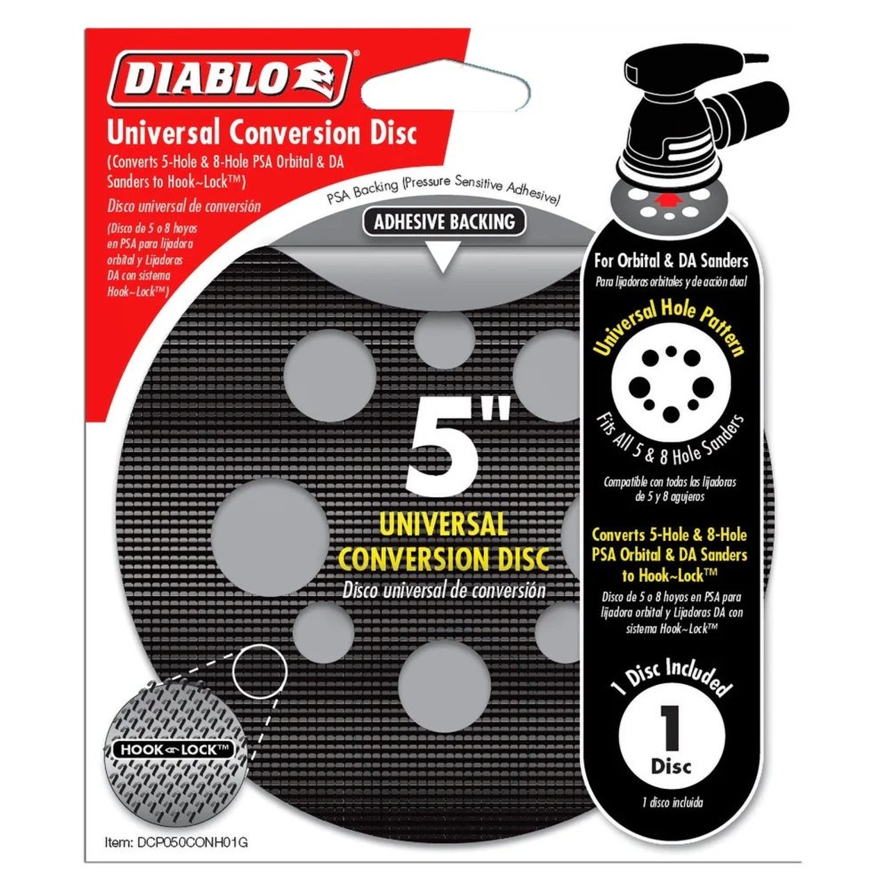 Diablo DCP050CONH01G 5 Inch Random Orbital Sandpaper (ROS) PSA to Hook  and Lock Conversion Pad Diablo DCP050CONH01G 5 Inch Random Orbital Sandpaper (ROS) PSA to Hook  and Lock Conversion Pad