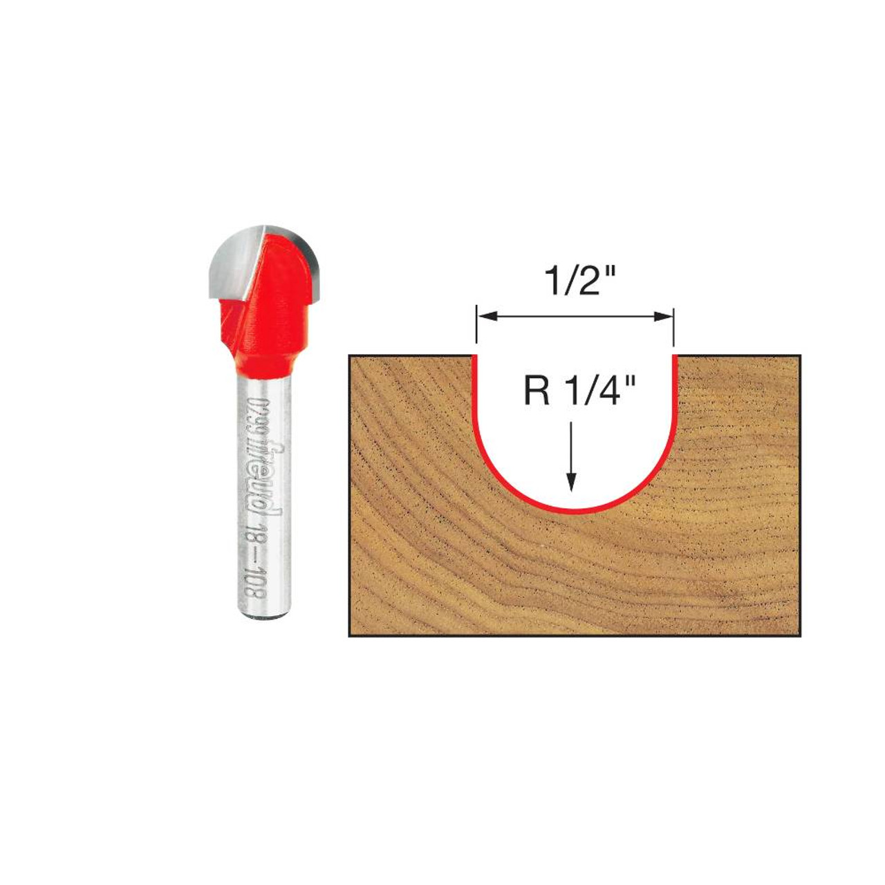 Freud 18-108 1/4 Inch x 1-13/16 Inch Radius Round Nose Router Bit - 1/4 Inch  Shank Freud 18-108 1/4 Inch x 1-13/16 Inch Radius Round Nose Router Bit - 1/4 Inch  Shank