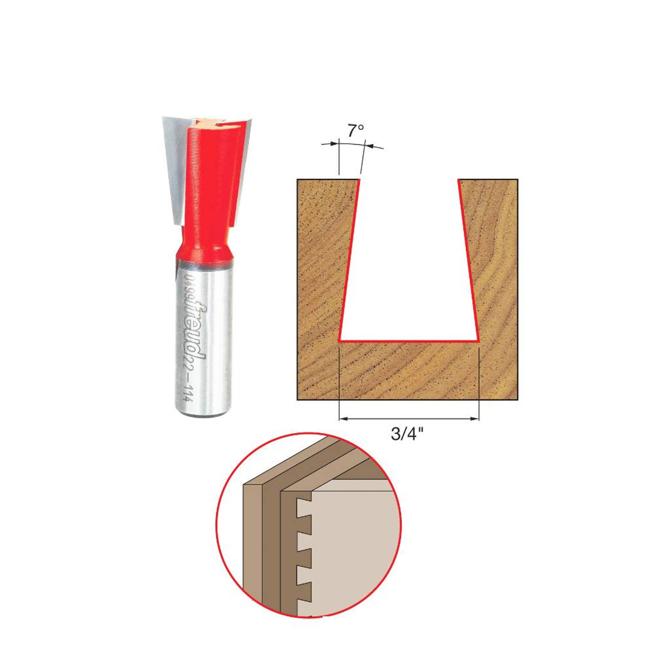 Freud 22-114 3/4 Inch x 14 Degree Dovetail Router Bit - 1/2 Inch Shank Freud 22-114 3/4 Inch x 14 Degree Dovetail Router Bit - 1/2 Inch Shank