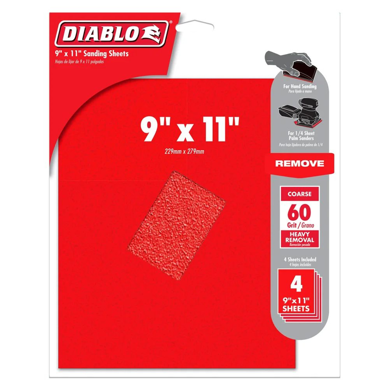 Diablo DCS911060S04G 9 inch x 11 inch 60 Grit Sanding Sheets - 4pk Diablo DCS911060S04G 9 inch x 11 inch 60 Grit Sanding Sheets - 4pk