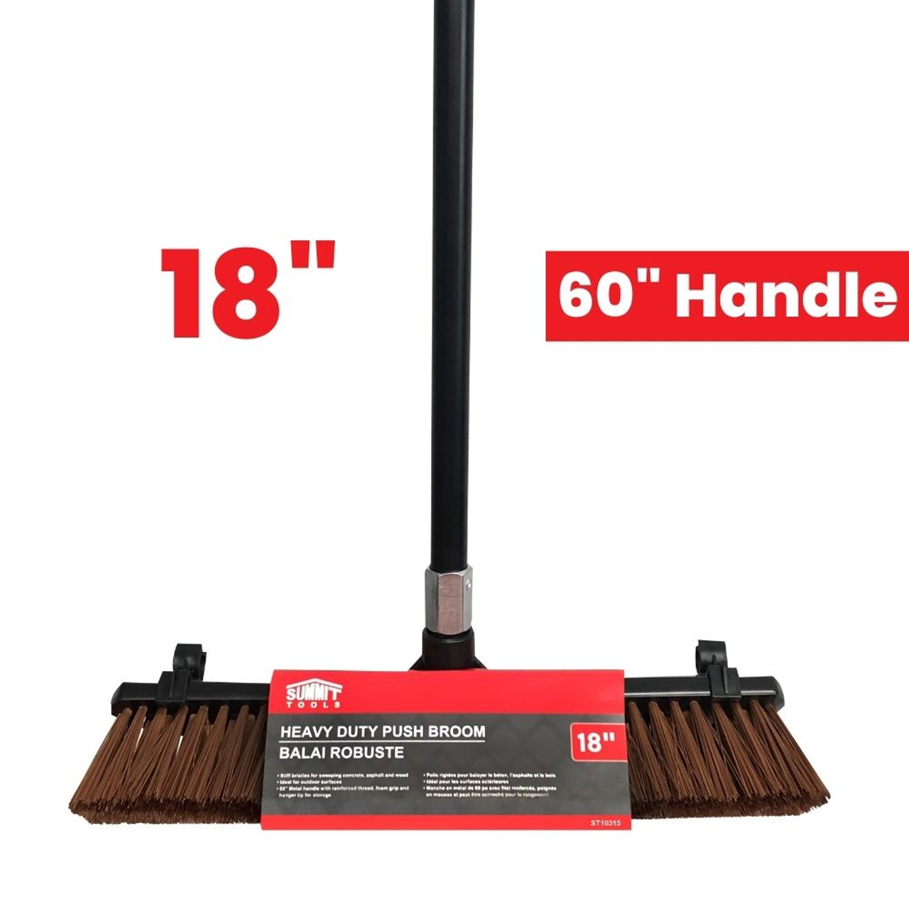 Summit ST10315 18 inch Heavy Duty Push Broom with 60 inch Long Handle