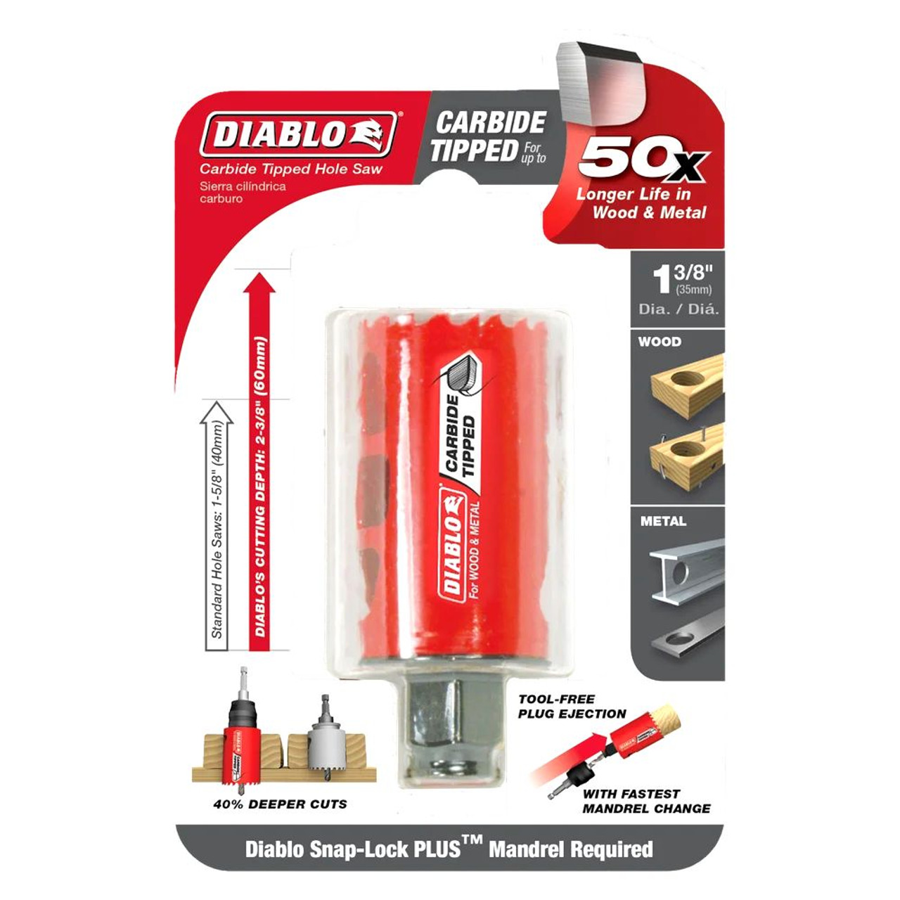 Diablo DHS1375CT 1-3/8 inch x 2-3/8 inch Carbide-Tipped Hole Saw