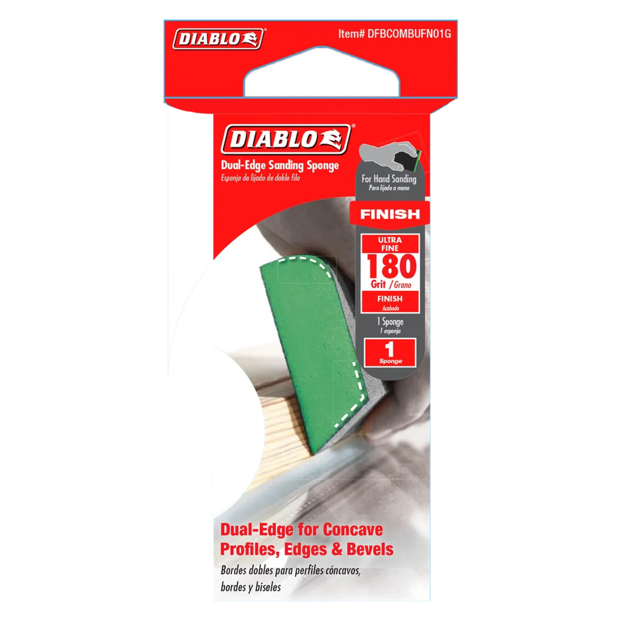 Diablo DFBCOMBUFN01G 4 inch x 2-1/2 inch x 1 inch 180-Grit Green Dual-Edge Sanding Sponge Diablo DFBCOMBUFN01G 4 inch x 2-1/2 inch x 1 inch 180-Grit Green Dual-Edge Sanding Sponge