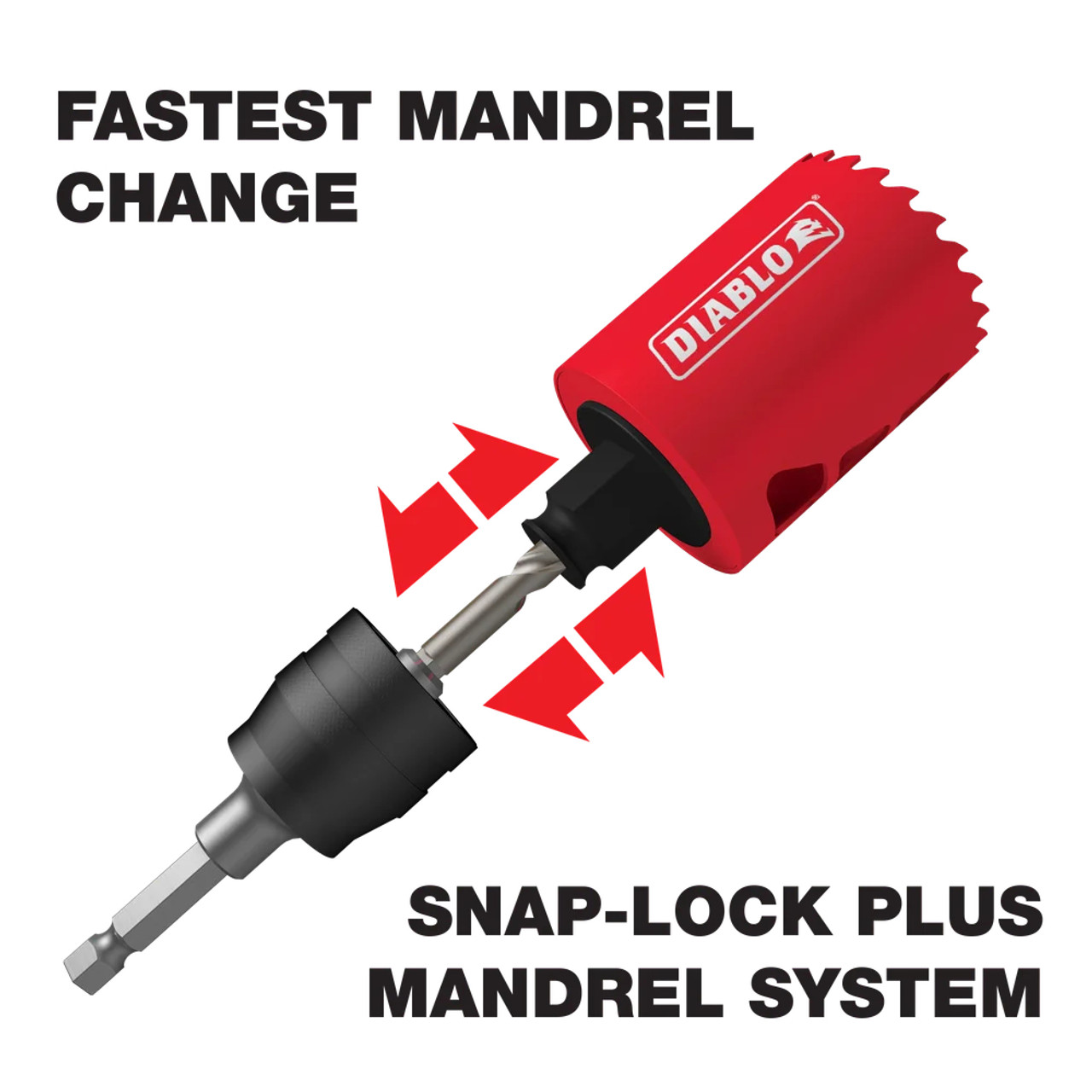 Diablo DHSAR375 3/8 inch Snap Lock Plus Hole Saw Mandrel System