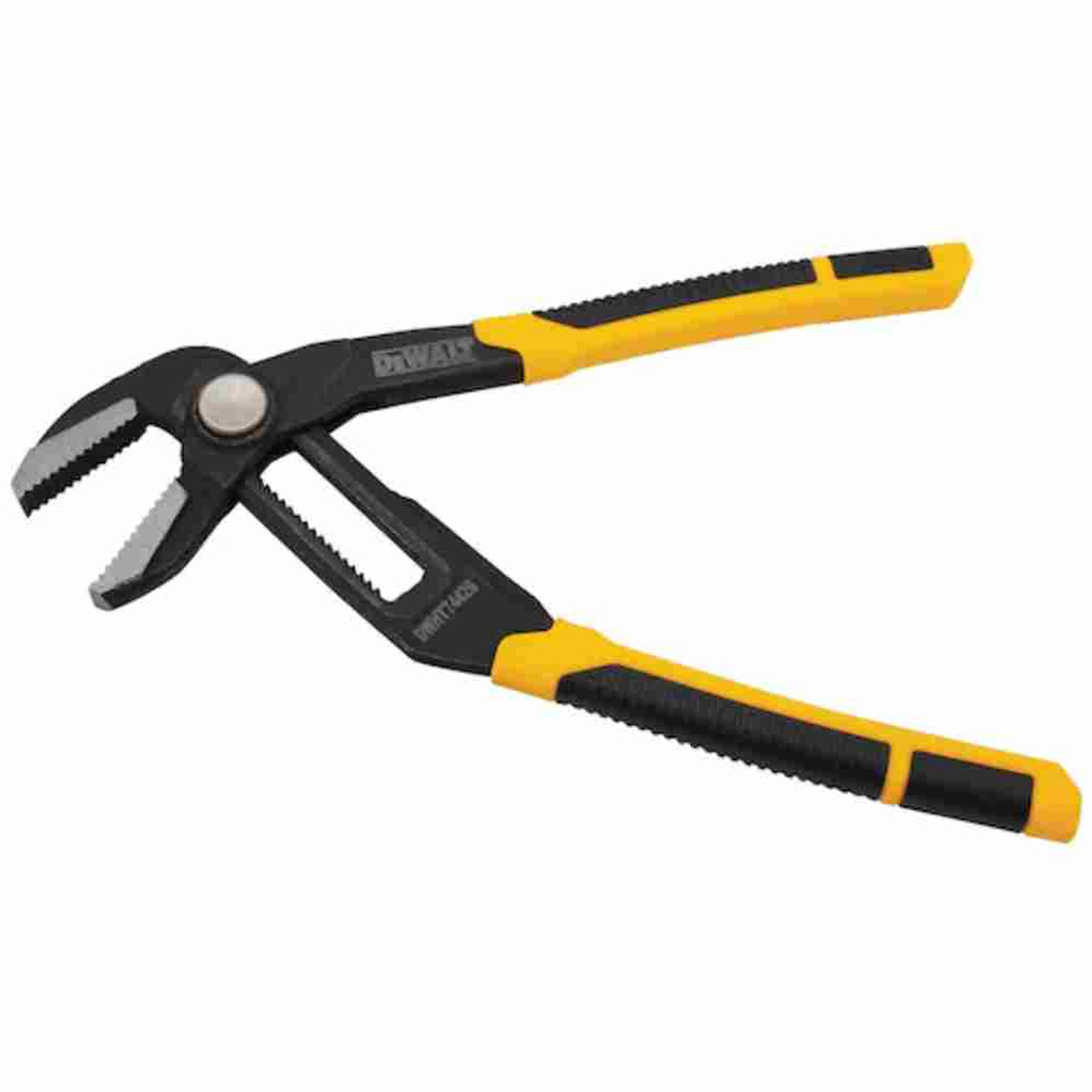 DeWalt DWHT70271 8 inch Straight Jaw Pushlock Pliers showing with jaws open DeWalt DWHT70271 8 inch Straight Jaw Pushlock Pliers showing with jaws open