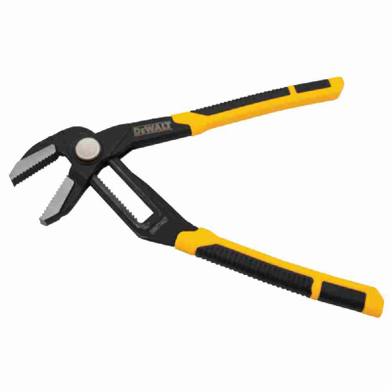 DeWalt DWHT74427 10 inch Straight Jaw Pushlock Pliers showing with jaws open DeWalt DWHT74427 10 inch Straight Jaw Pushlock Pliers showing with jaws open