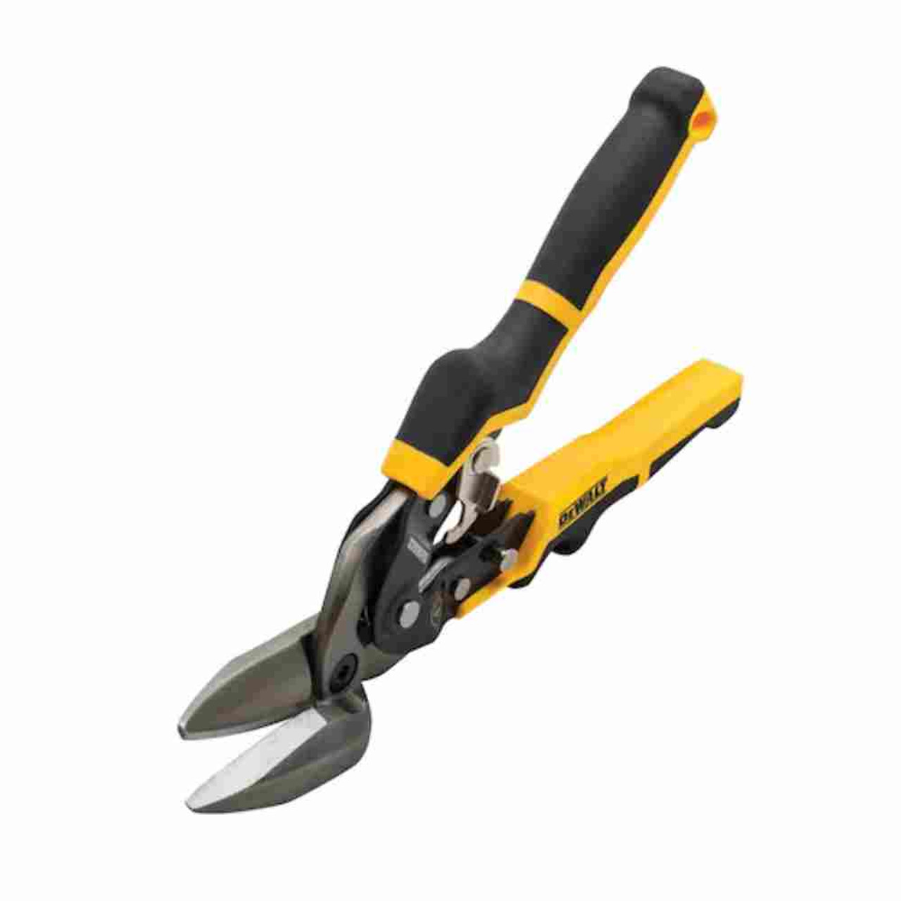 DeWalt DWHT14679 Offset Straight Cut Ergo Aviation Snip showing with jaws open ready to cut