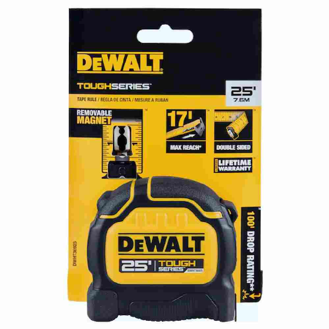 DeWalt DWHT36925S TOUGHSERIES 25 feet Tape Measure showing with packaging