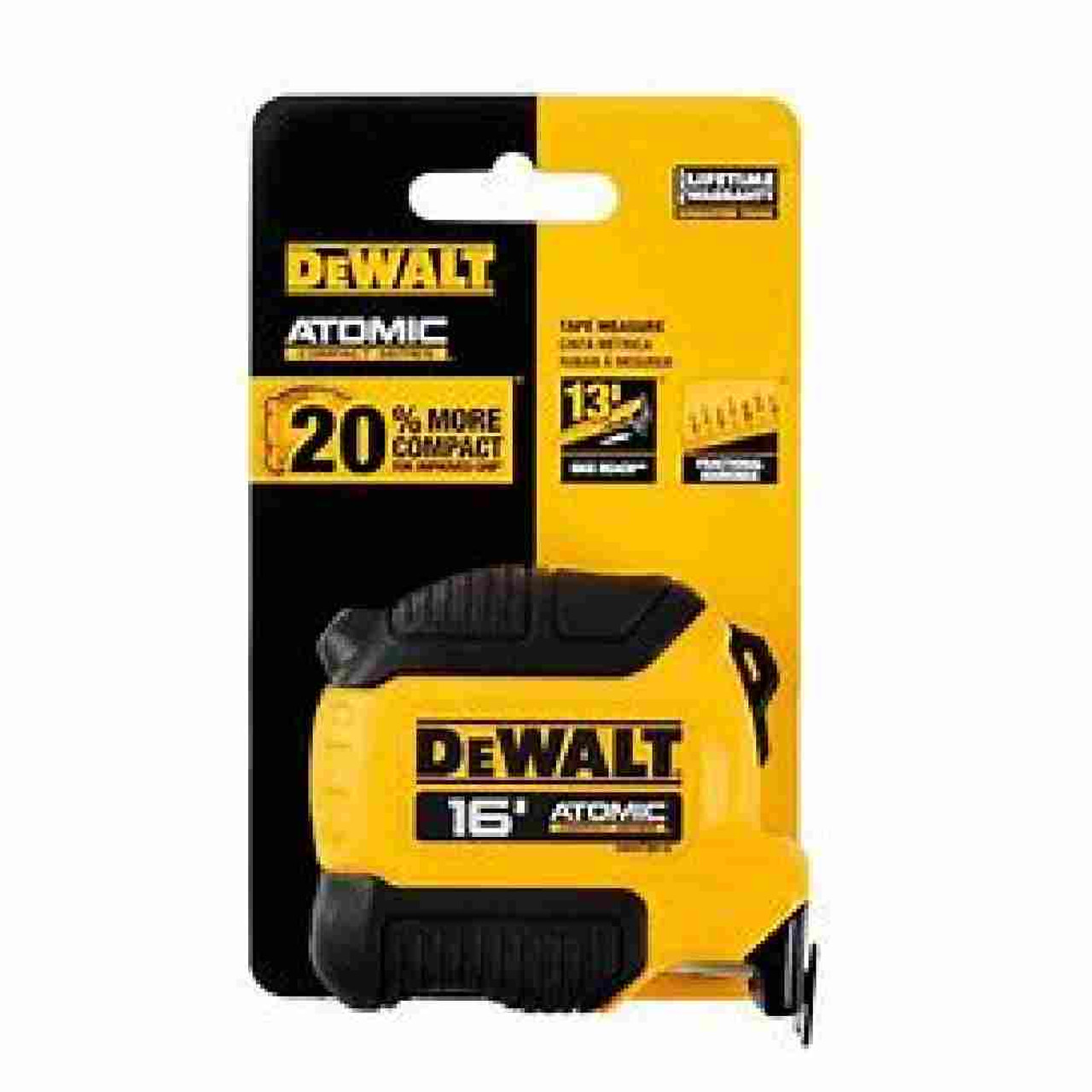 DeWalt DWHT38116S ATOMIC 16 feet Tape Measure showing with packaging