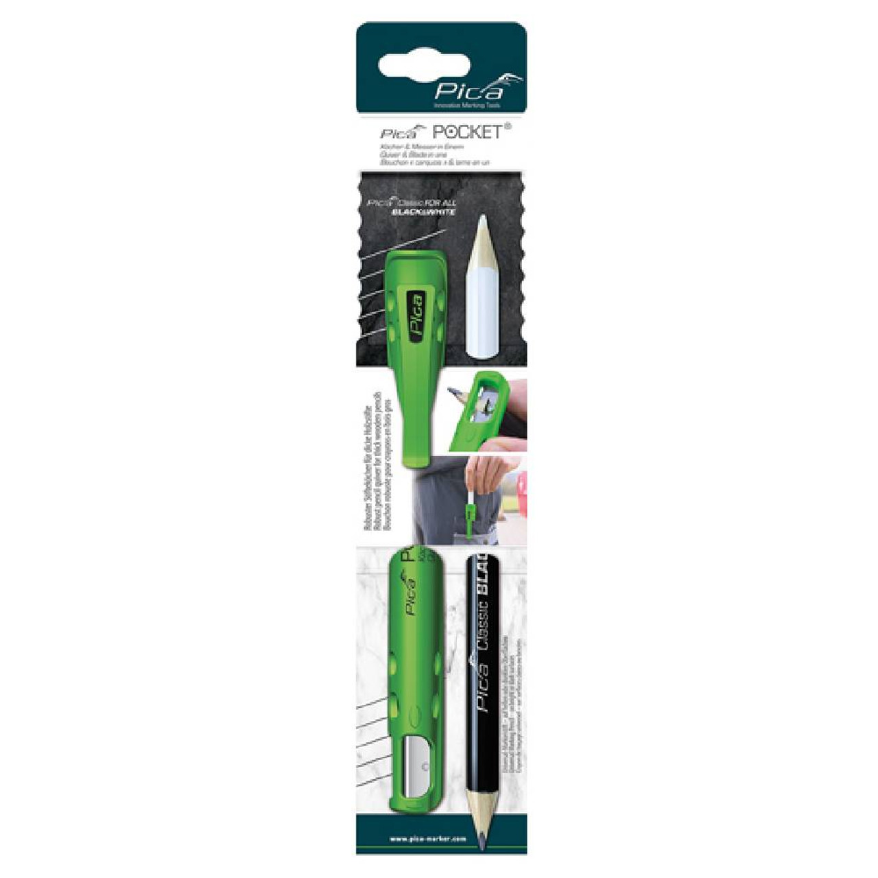 Pica 505-03 POCKET with Classic 546 FOR ALL Black  and White Universal Marking Pencil