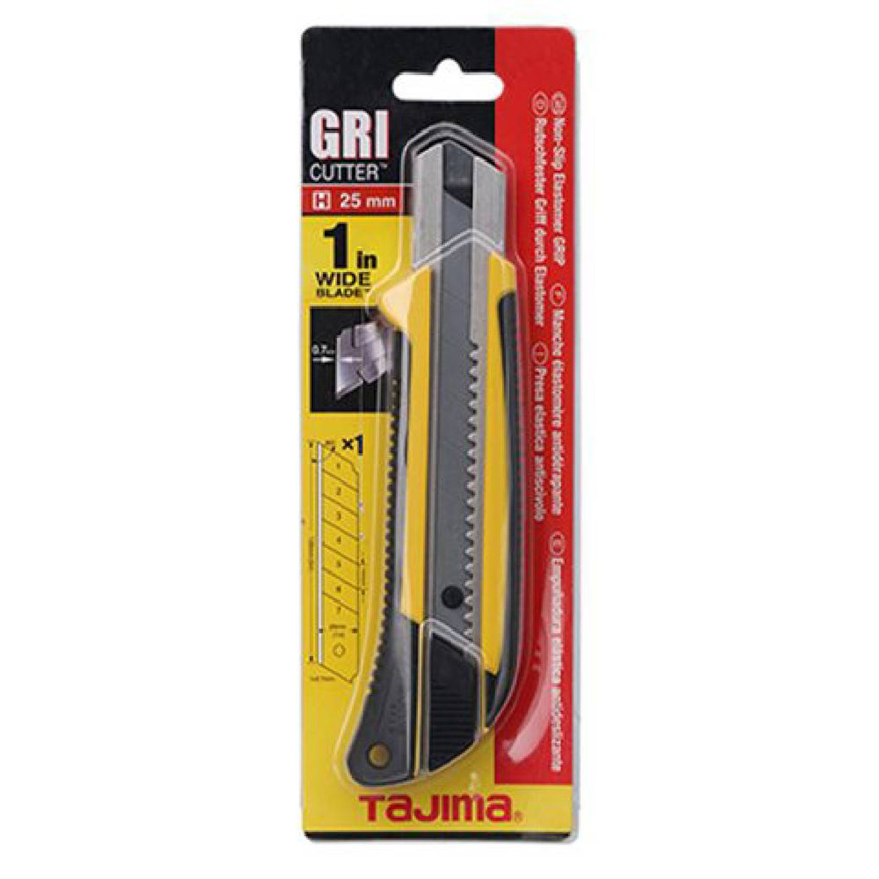 Tajima LC-660 Rock Hard GRI 25mm Auto Lock Utility Knife showing knife in packaging