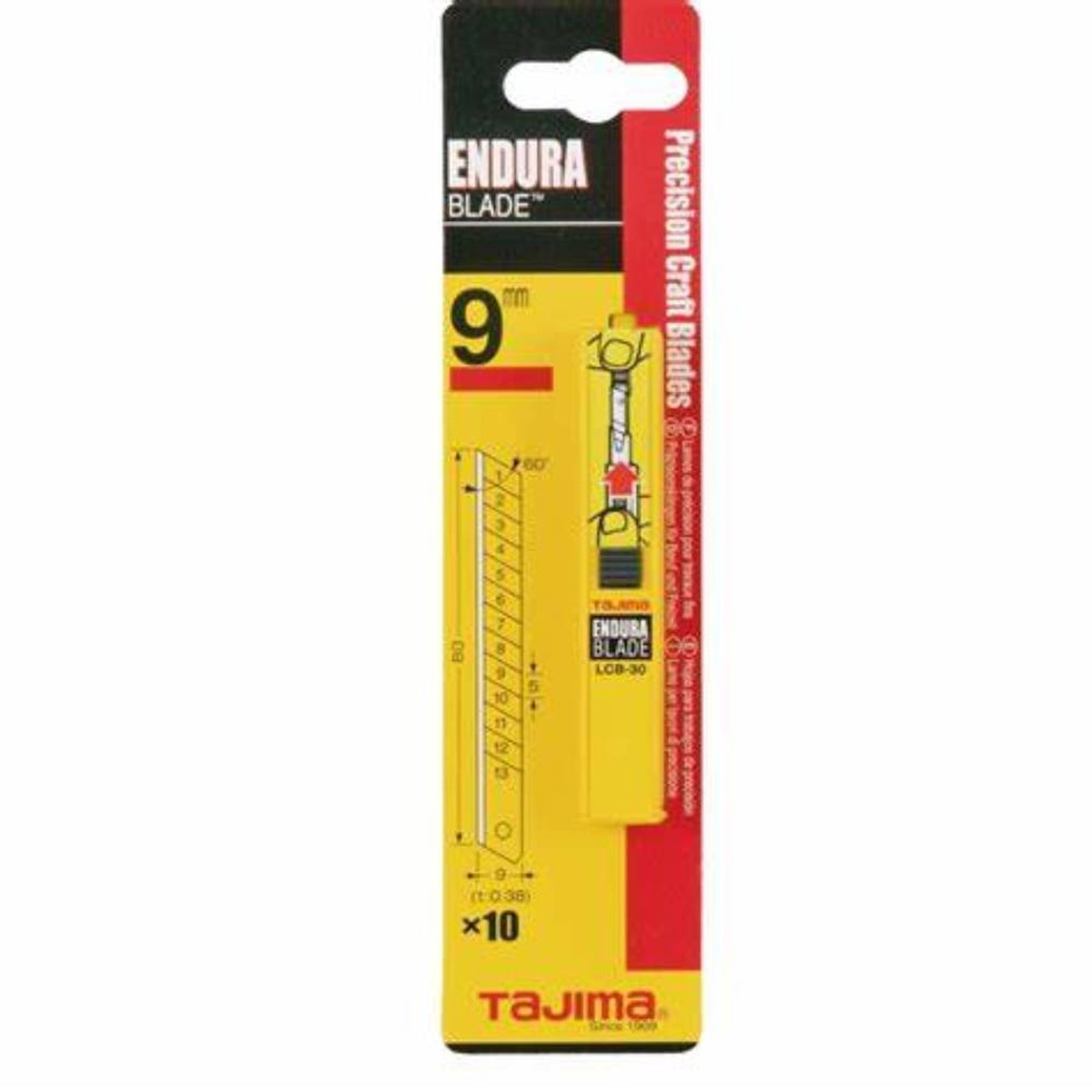 Tajima LCB-30 Endura-Blade A 9mm Blades - 10pk showing blades in packaging