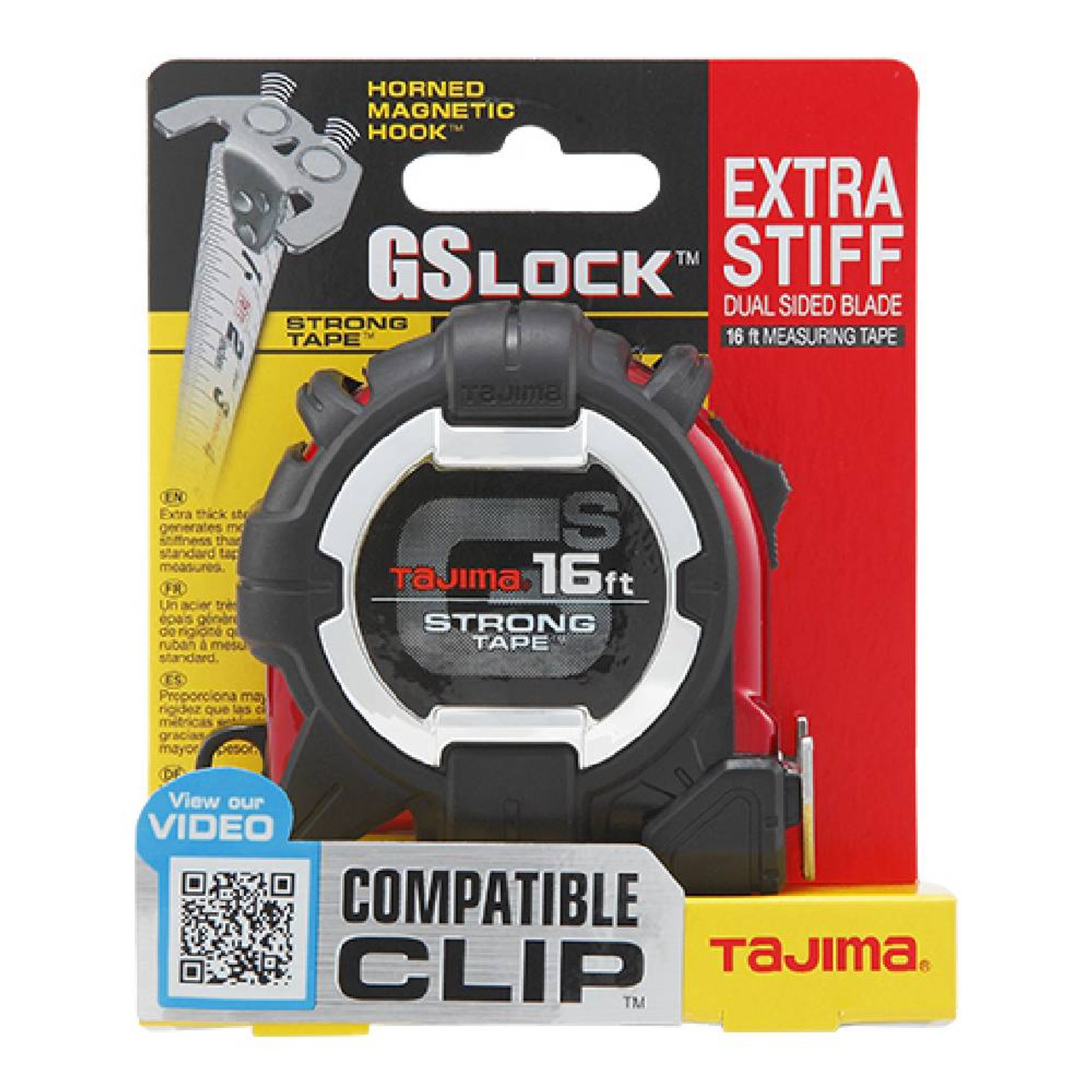 Tajima GS-MC16BW GS Lock Horned Magnetic Hook 16' x 1 inch Tape Measure