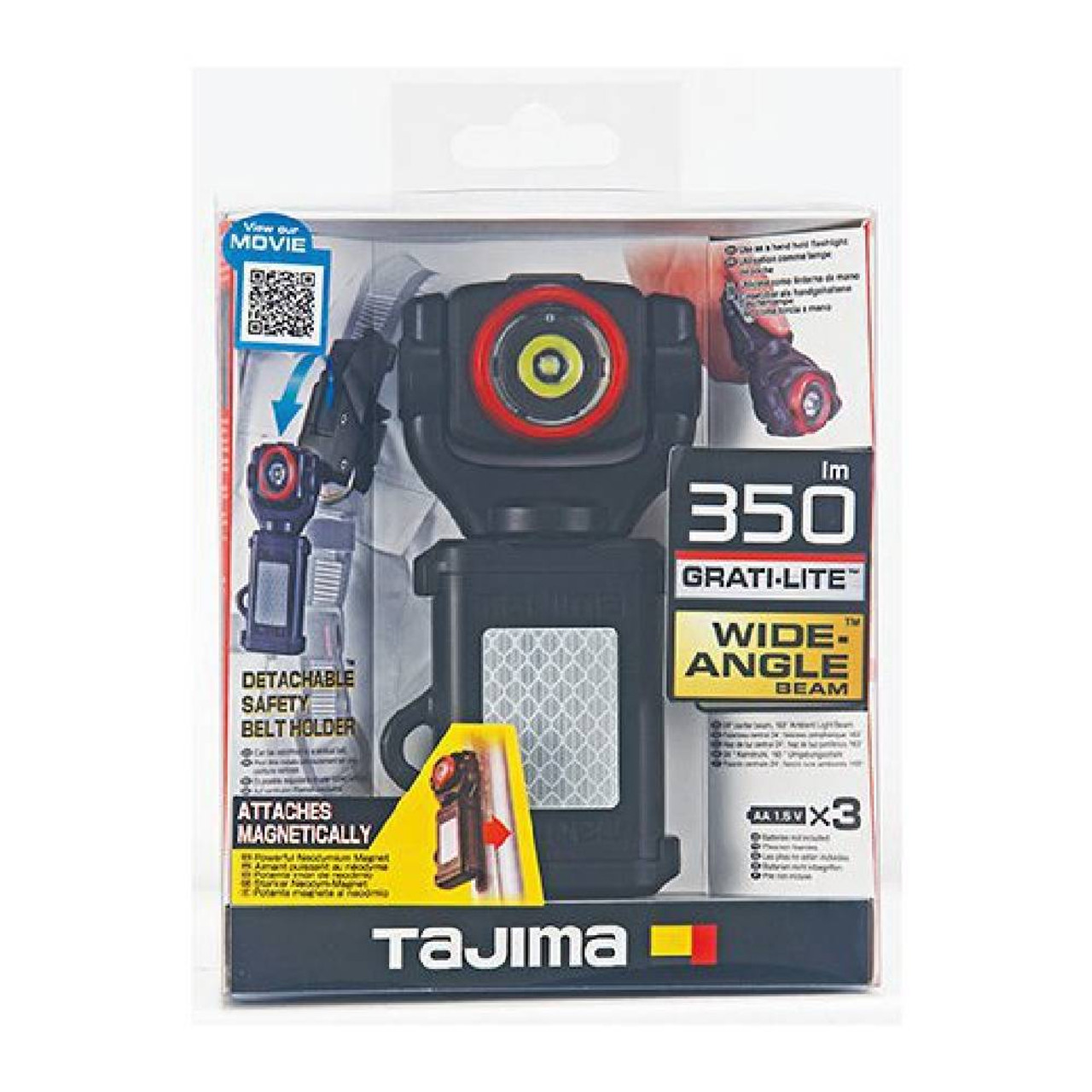 Tajima LE-SF351D Grati-Lite M Magnetic 350 Lumen Wide Beam Detachable LED Work Light with Belt Holder
