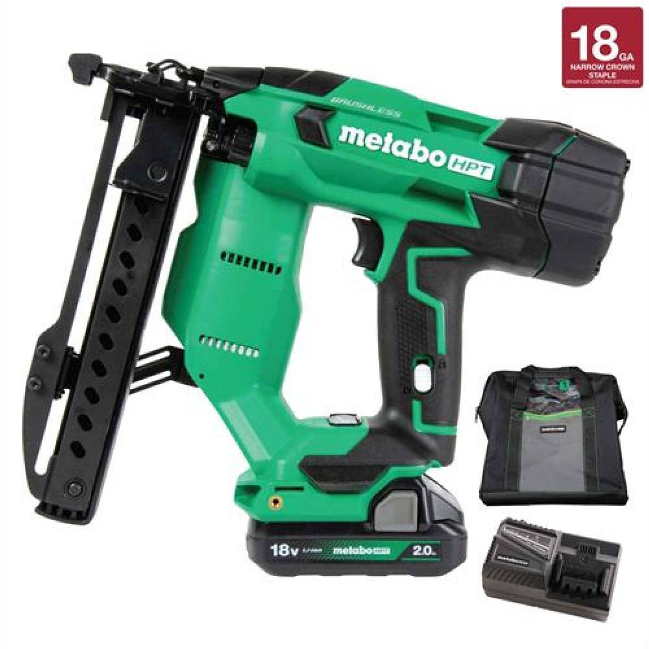 Metabo HPT N1804DA 18V MultiVolt 1/4 inch 18-Gauge Narrow Crown Cordless Brushless Stapler Kit