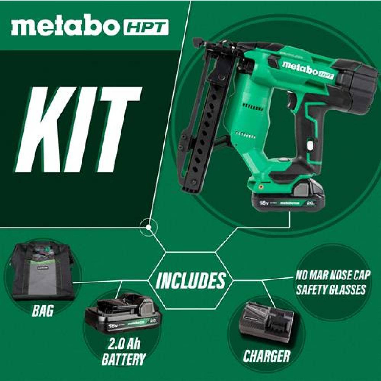 Metabo HPT N1804DA 18V MultiVolt 1/4 inch 18-Gauge Narrow Crown Cordless Brushless Stapler Kit