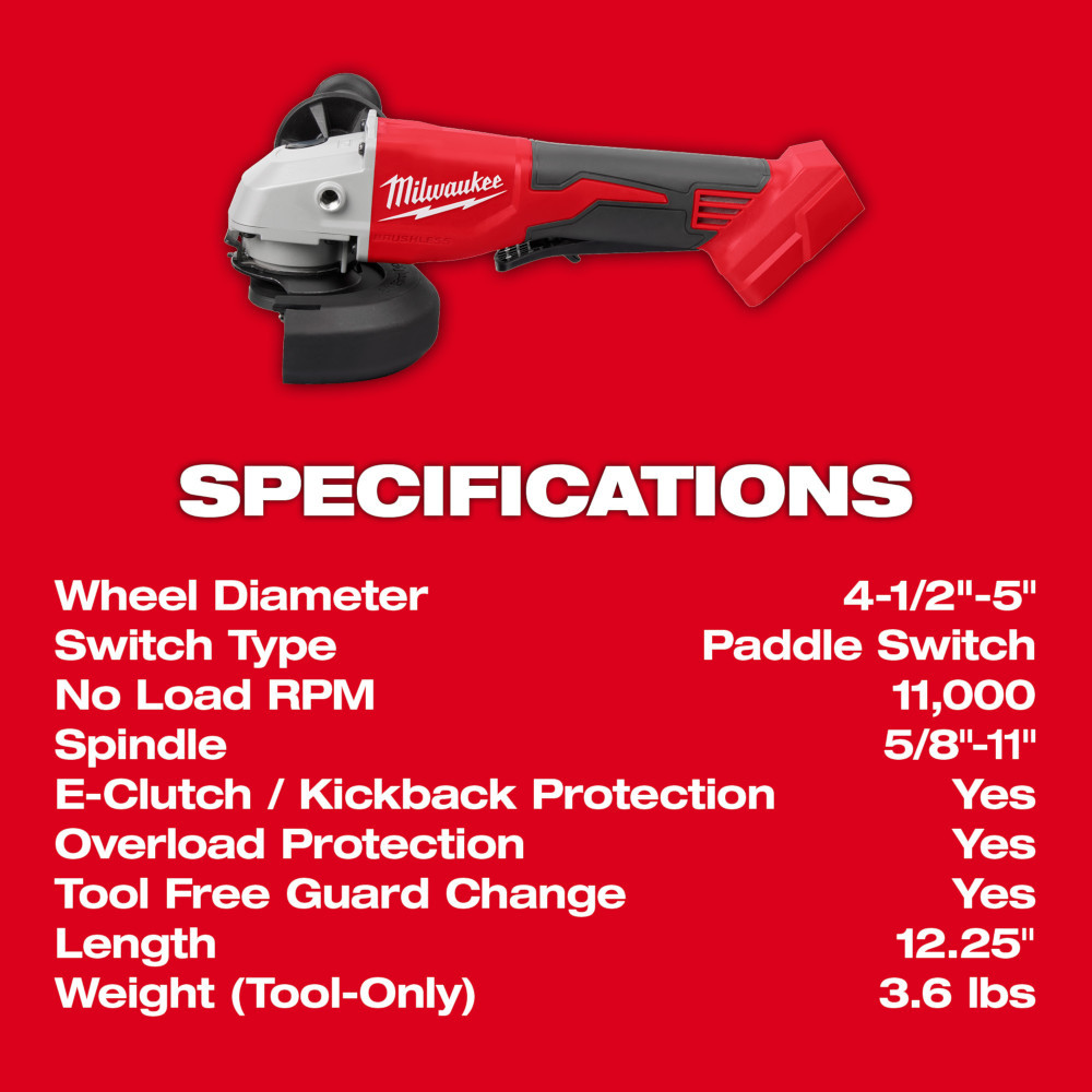 Milwaukee 2686-20 M18 Cordless Brushless 4-1/2 inch / 5 inch Cut-Off Grinder - Paddle Switch (Tool Only)