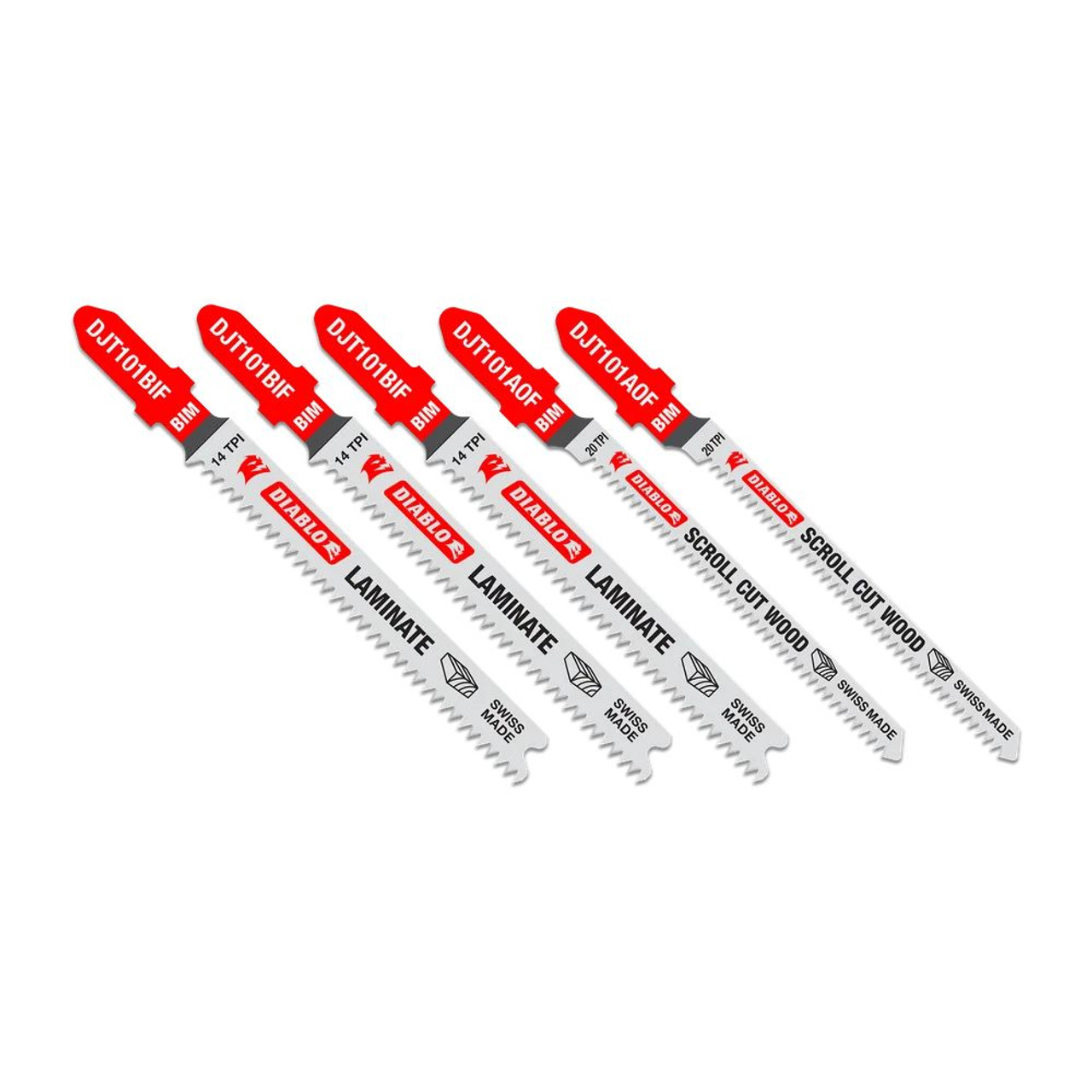 Diablo DJT505 5pc Bi-Metal T-Shank Jig Saw Blade Set for Laminate Cutting