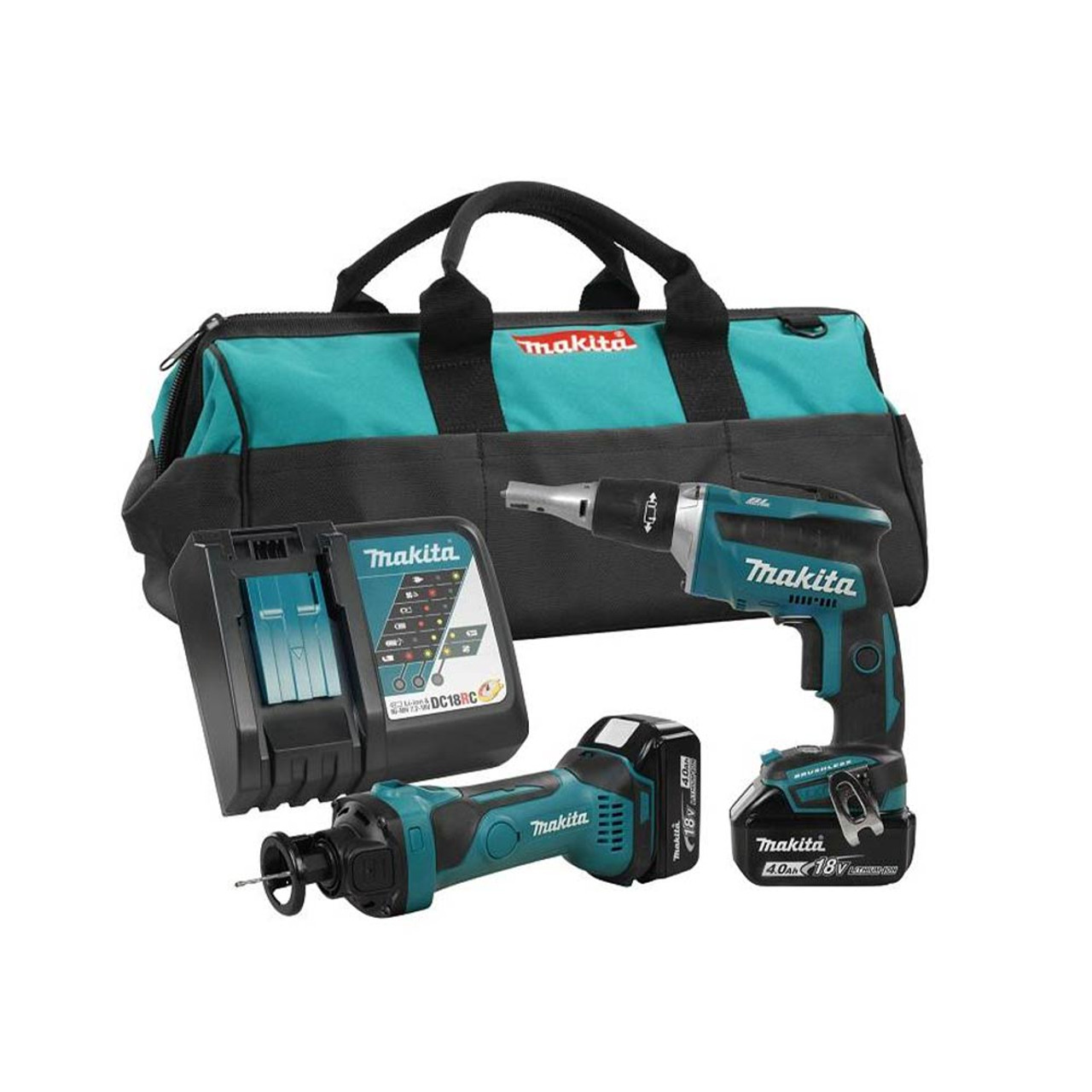 Makita DLX2089M 18V LXT 4Ah Cordless 2-Tool Drywall Combo Kit Makita DLX2089M 18V LXT 4Ah Cordless 2-Tool Drywall Combo Kit