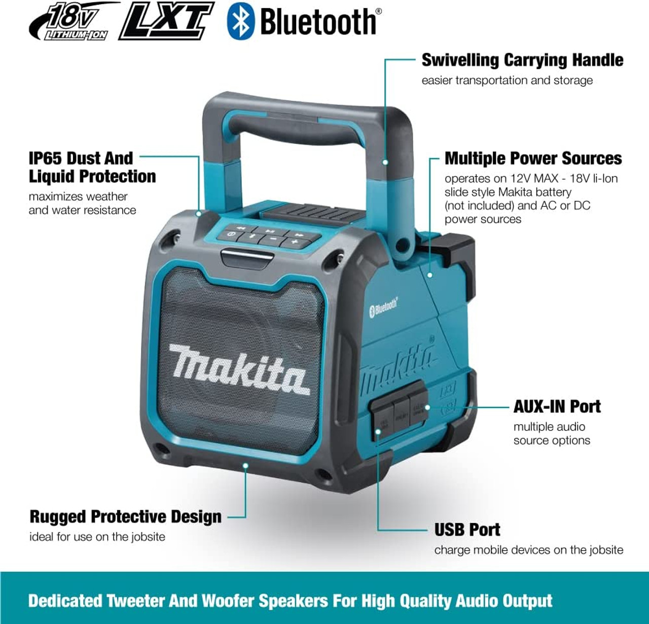 Makita DMR200C 12V MAX/18V LXT Cordless/Corded Jobsite Speaker with Bluetooth (Tool Only) Makita DMR200C 12V MAX/18V LXT Cordless/Corded Jobsite Speaker with Bluetooth (Tool Only)