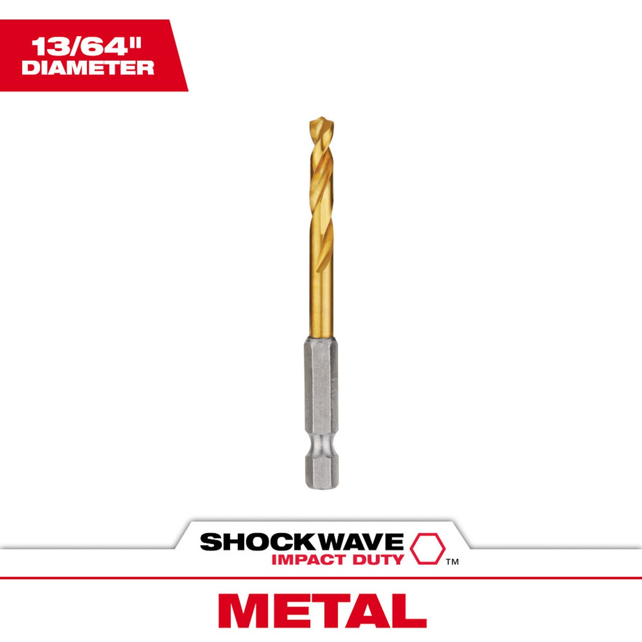 Milwaukee 48-89-4610 SHOCKWAVE 13/64 inch Titanium Drill Bit with RED HELIX Milwaukee 48-89-4610 SHOCKWAVE 13/64 inch Titanium Drill Bit with RED HELIX