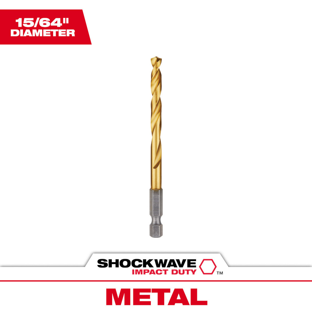 Milwaukee 48-89-4612 SHOCKWAVE 15/64 inch Titanium Drill Bit with RED HELIX Milwaukee 48-89-4612 SHOCKWAVE 15/64 inch Titanium Drill Bit with RED HELIX