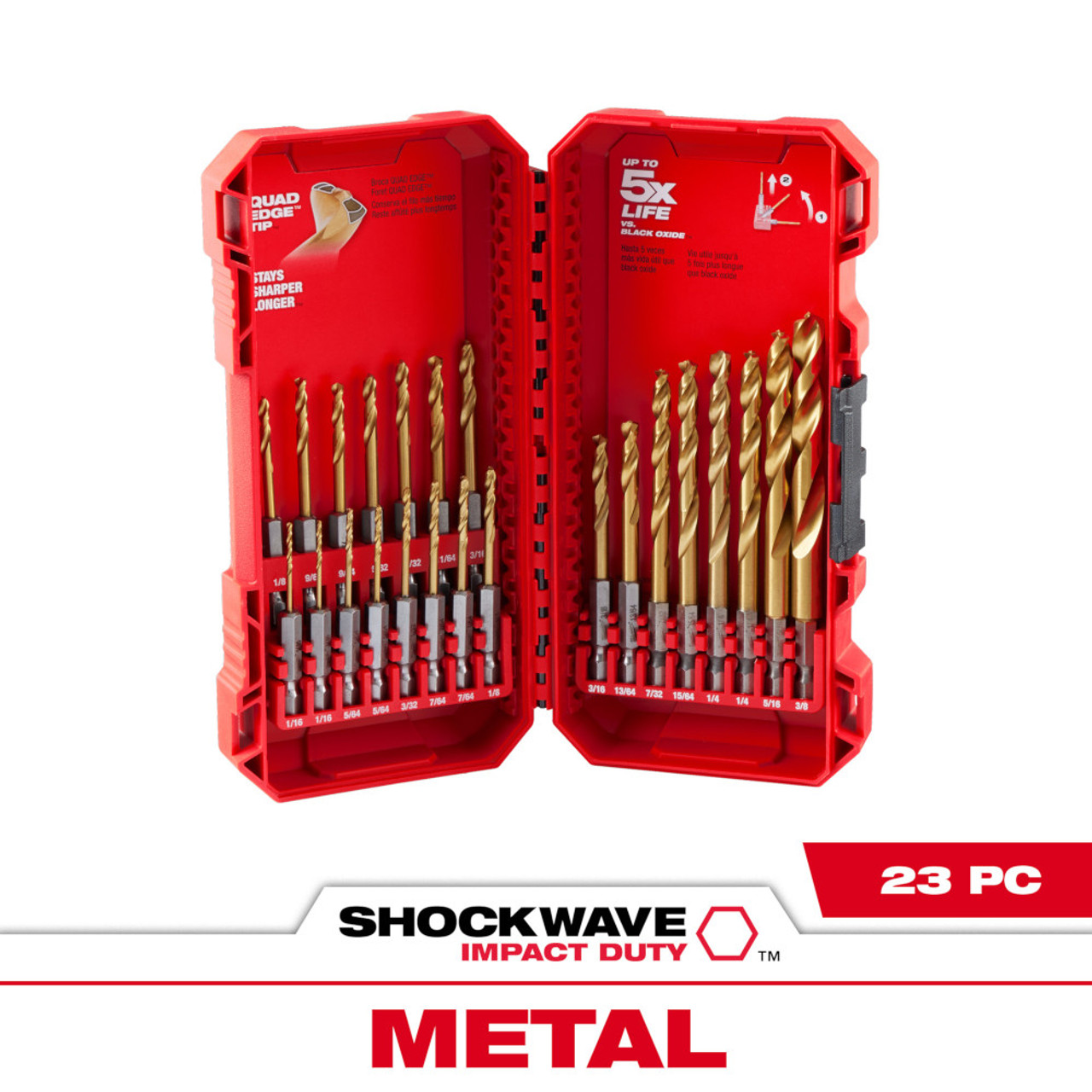 Milwaukee 48-89-4631 23pc SHOCKWAVE Impact Duty RED HELIX Titanium Drill Bit Set