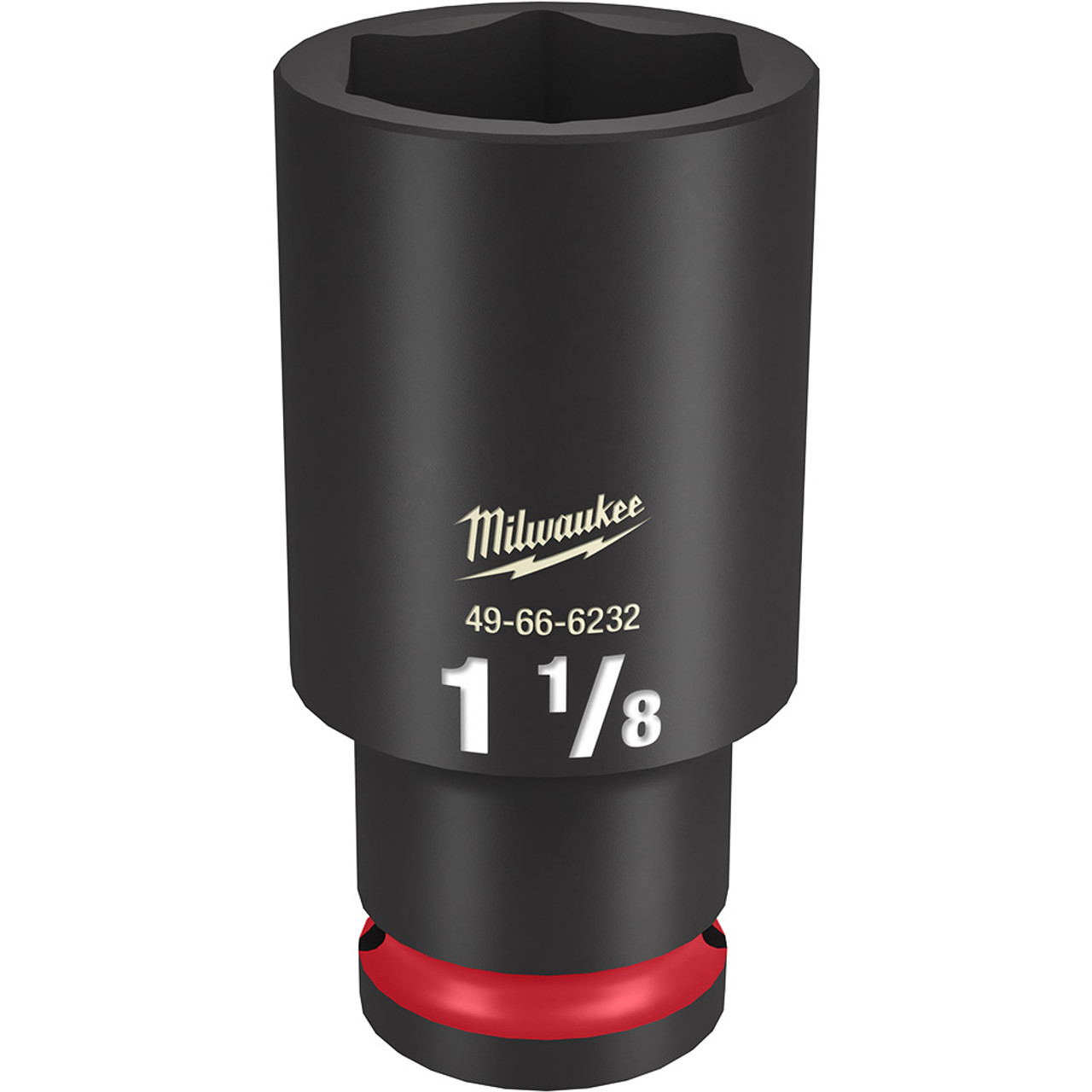 Milwaukee 49-66-6232 SHOCKWAVE Impact Duty 1-1/8 inch 1/2 inch Drive SAE 6pt Deep Socket Milwaukee 49-66-6232 SHOCKWAVE Impact Duty 1-1/8 inch 1/2 inch Drive SAE 6pt Deep Socket