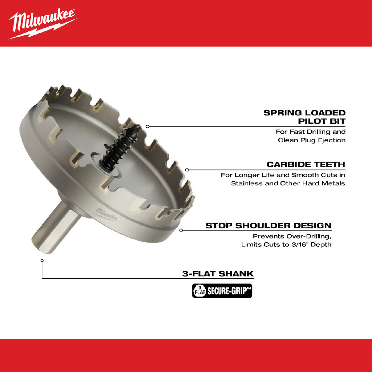 Milwaukee 49-57-8645 3-1/2 inch One-Piece Carbide Hole Cutter